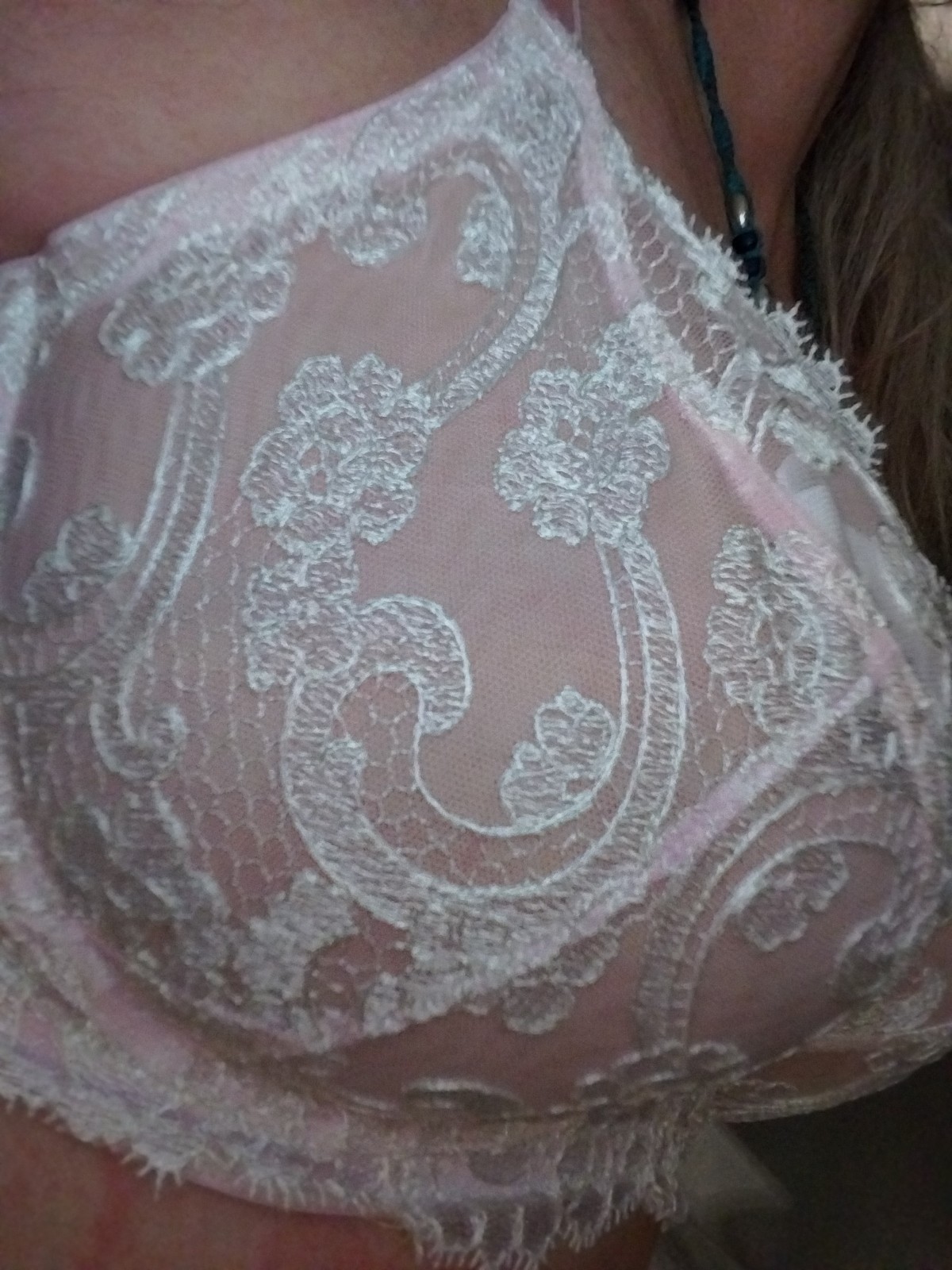 VTG SILKY SHEER LACY UW VS BOUDOIR DEMI BRA NOS 38DDD PINK DELICATE COQUETTE