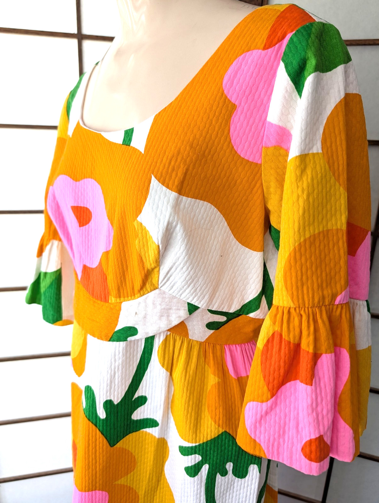 Vintage Malia Honolulu Hawaiian Maxi Dress Oversize Mod Floral Size M 1960s 70s