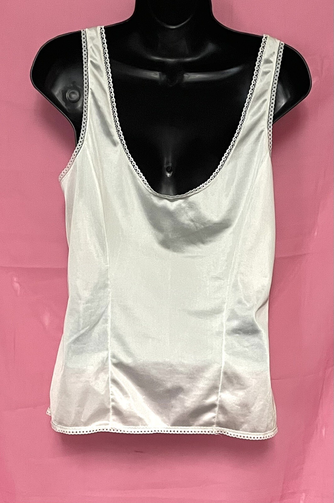 Vintage Greenco Maid Ivory Tank Top Cami Lace Detail w/ Gold Accent Size Medium