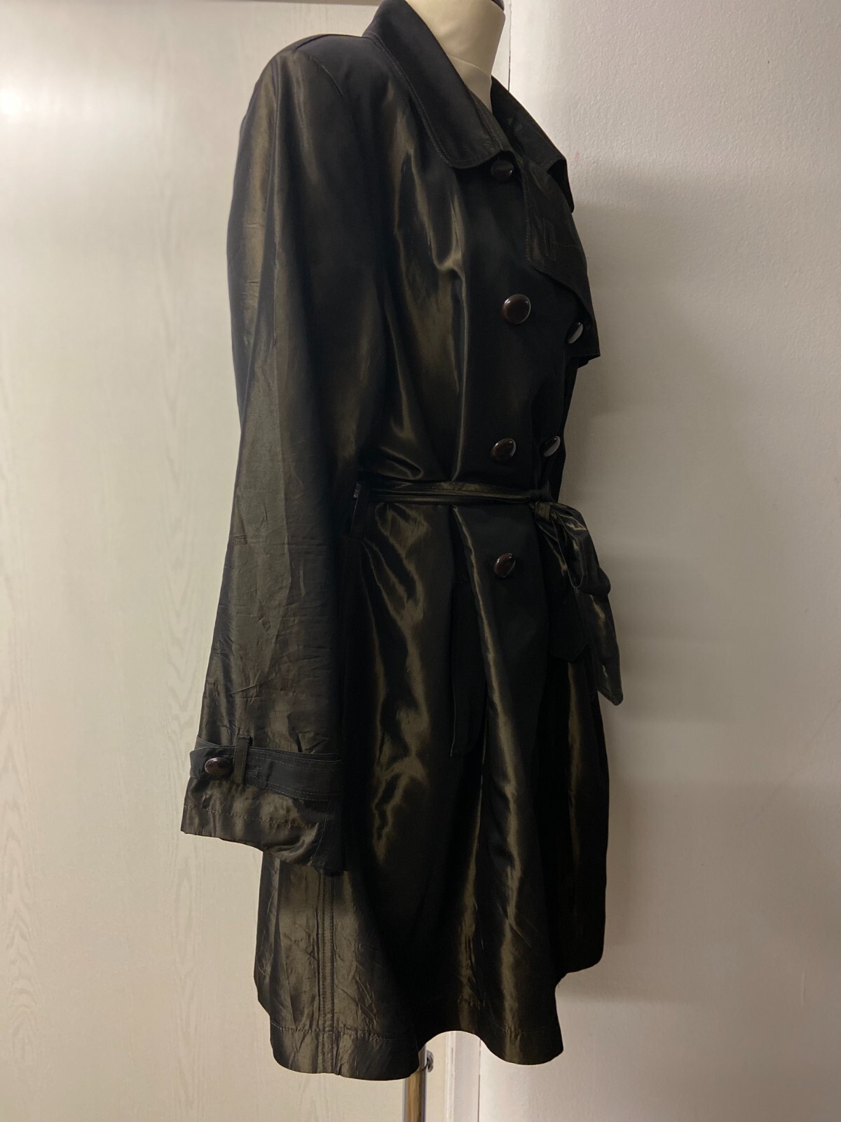 Women’s 80s belted Trench Coat by Mirjana Maric | Eggplant hued | Size EU 44
