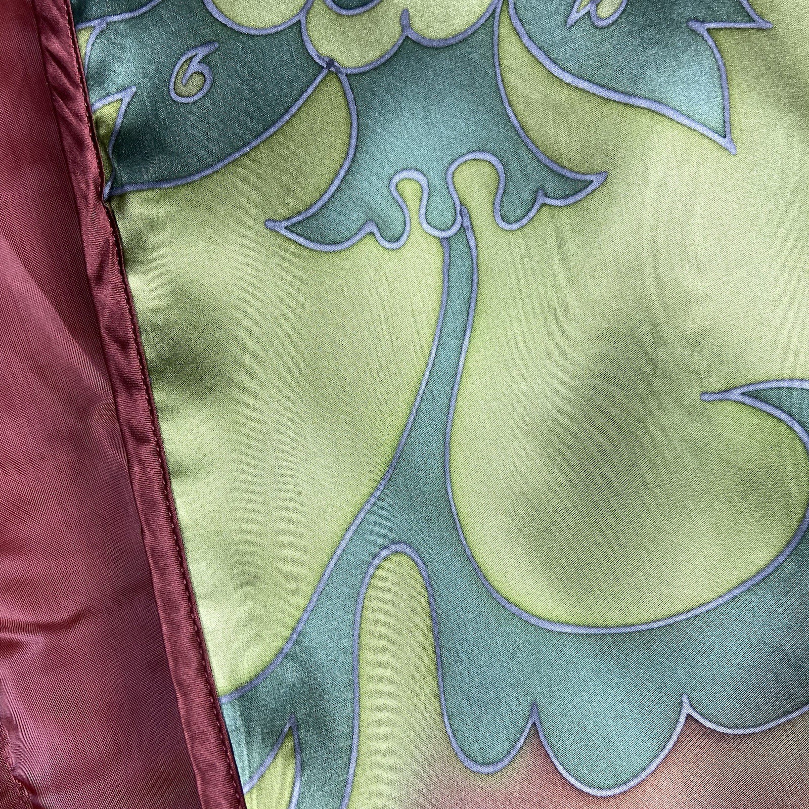 Carol Patterson Vintage 100% Silk Printed Puffy Kimono Jacket