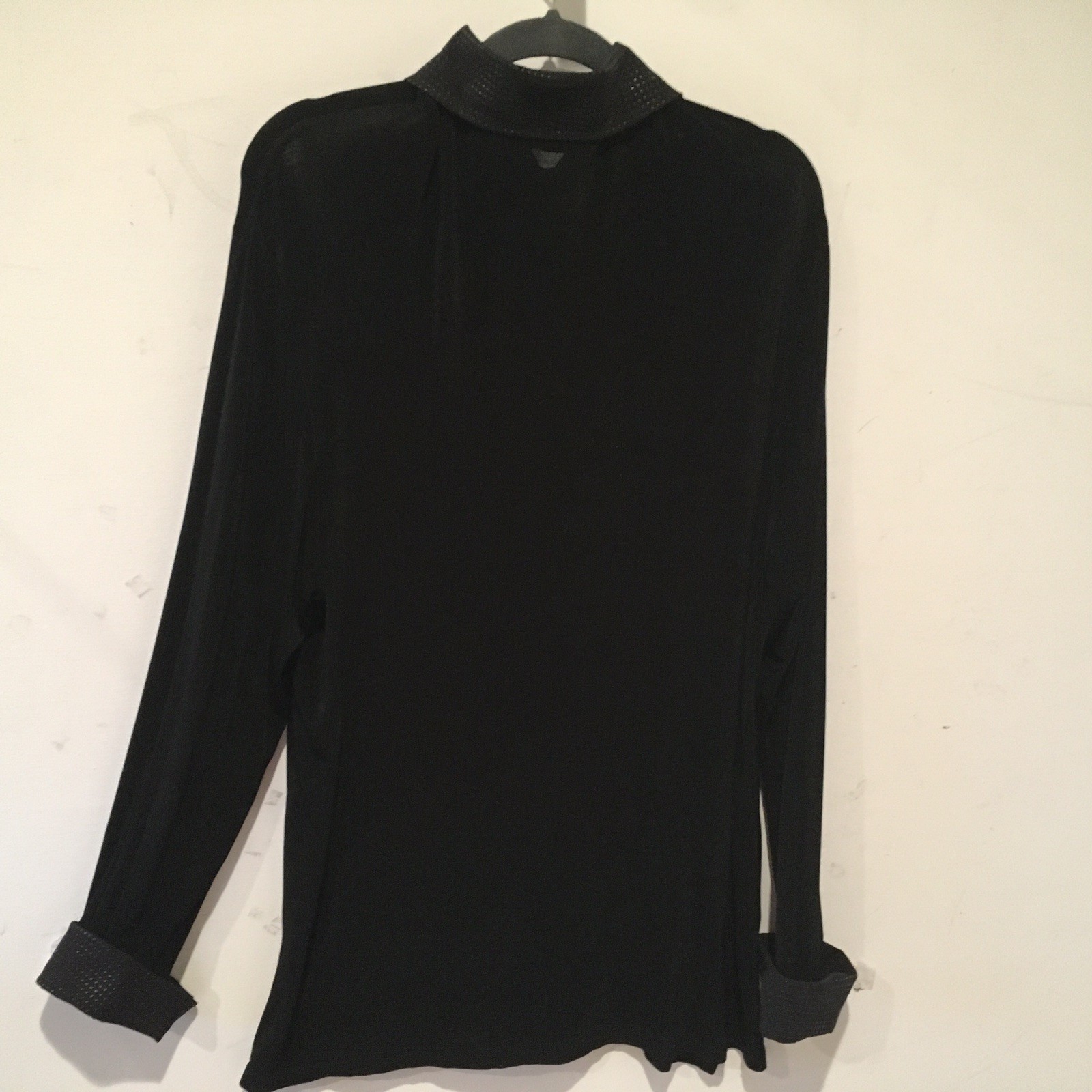 Vtg 90’s Amanda Paris London New York, Black Viscose/Spandex Long Jacket W/Pads