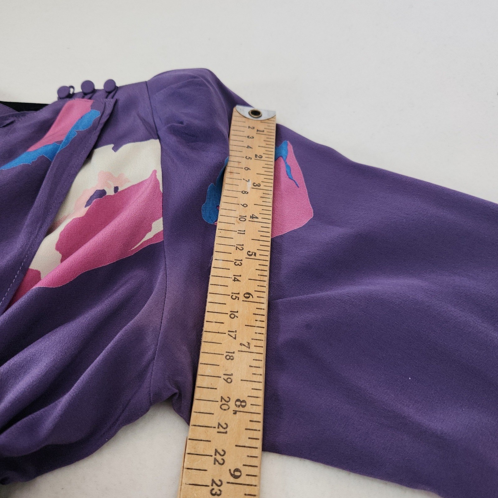 Nora Noh Silk Midi Dress Purple 8 Vintage Abstract Floral Retro 80s Avant Garde