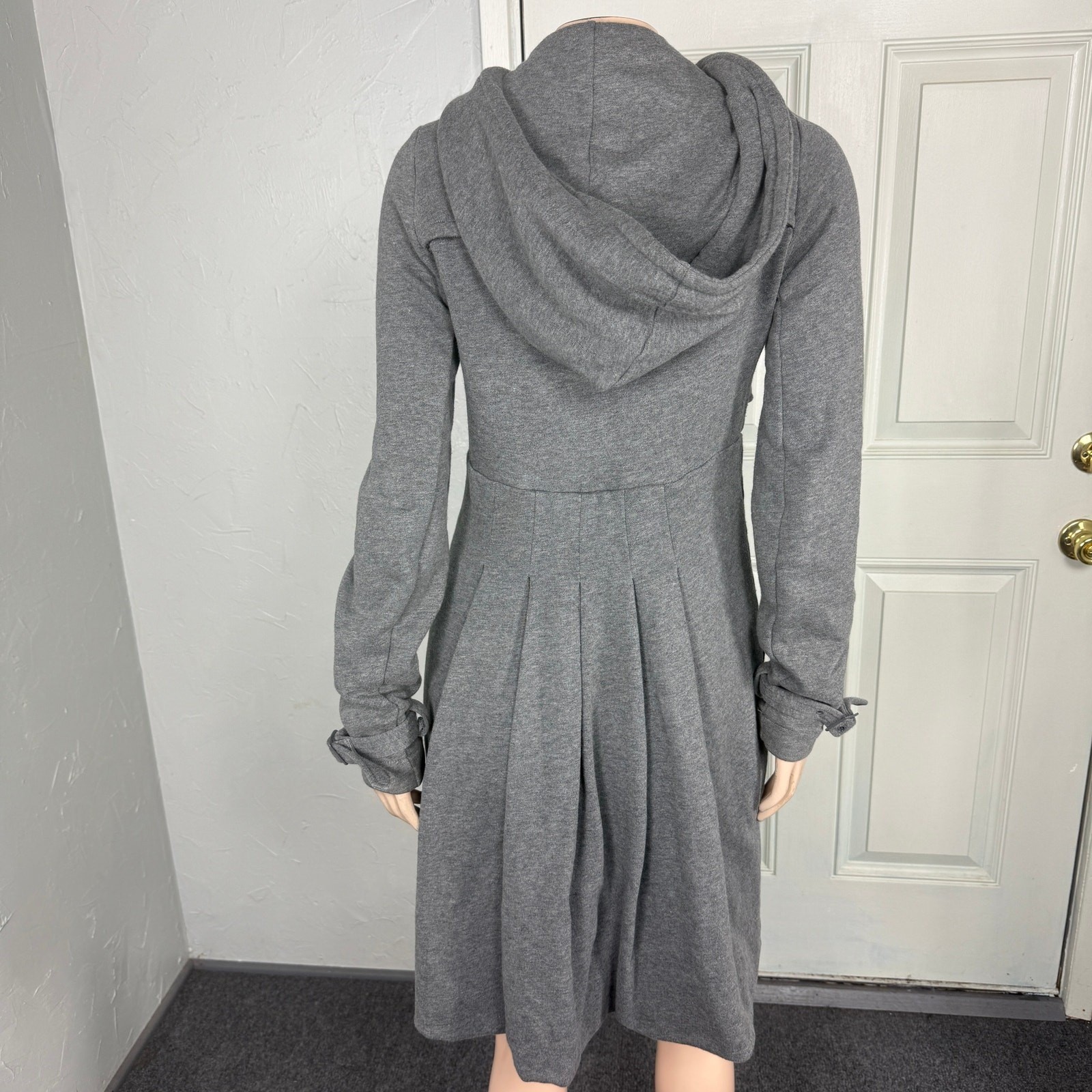 Armani Exchange Women’s Jacket S Pleated Knit Button Designer Long Hooded W4-28