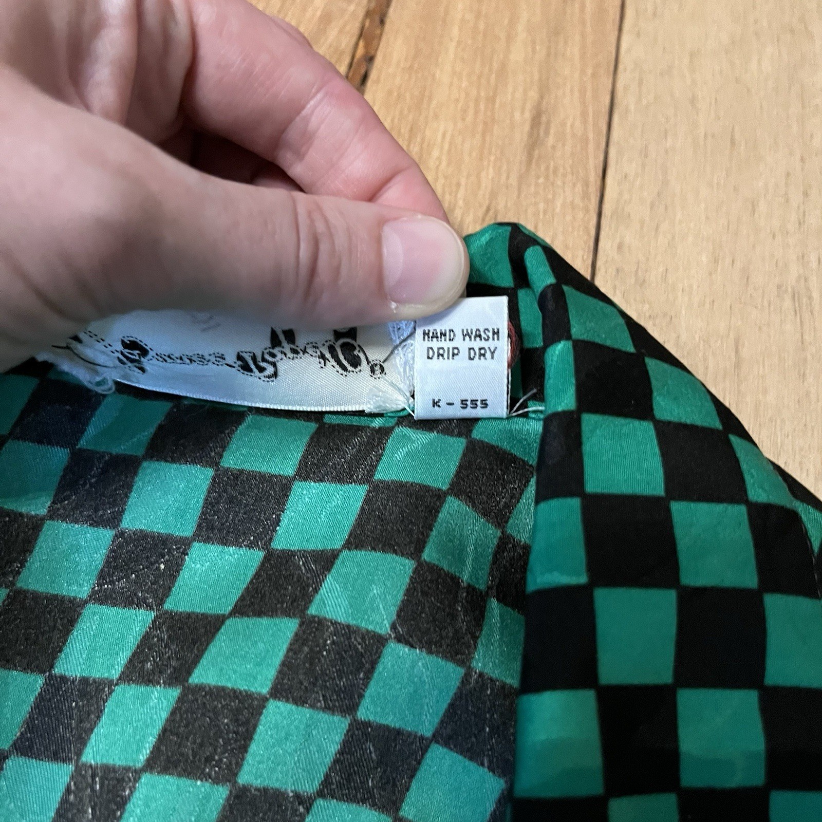 Jaymee Papell Vintage 80’s Green Checkered Dress Cinch Waist Sz 6