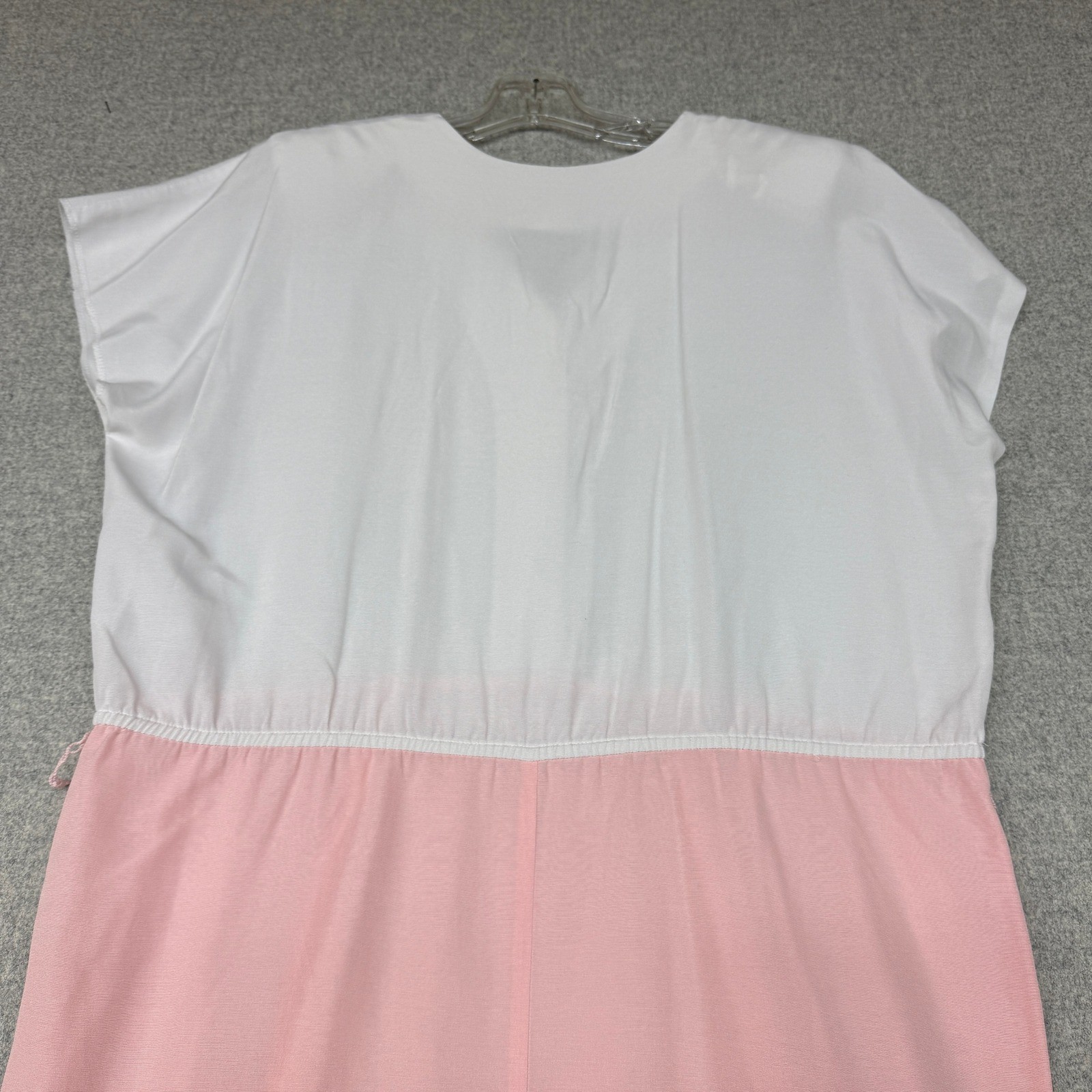 Von Bramlett Vintage Dress Size 16 Average White Peach Pink Pearl Button Midi US