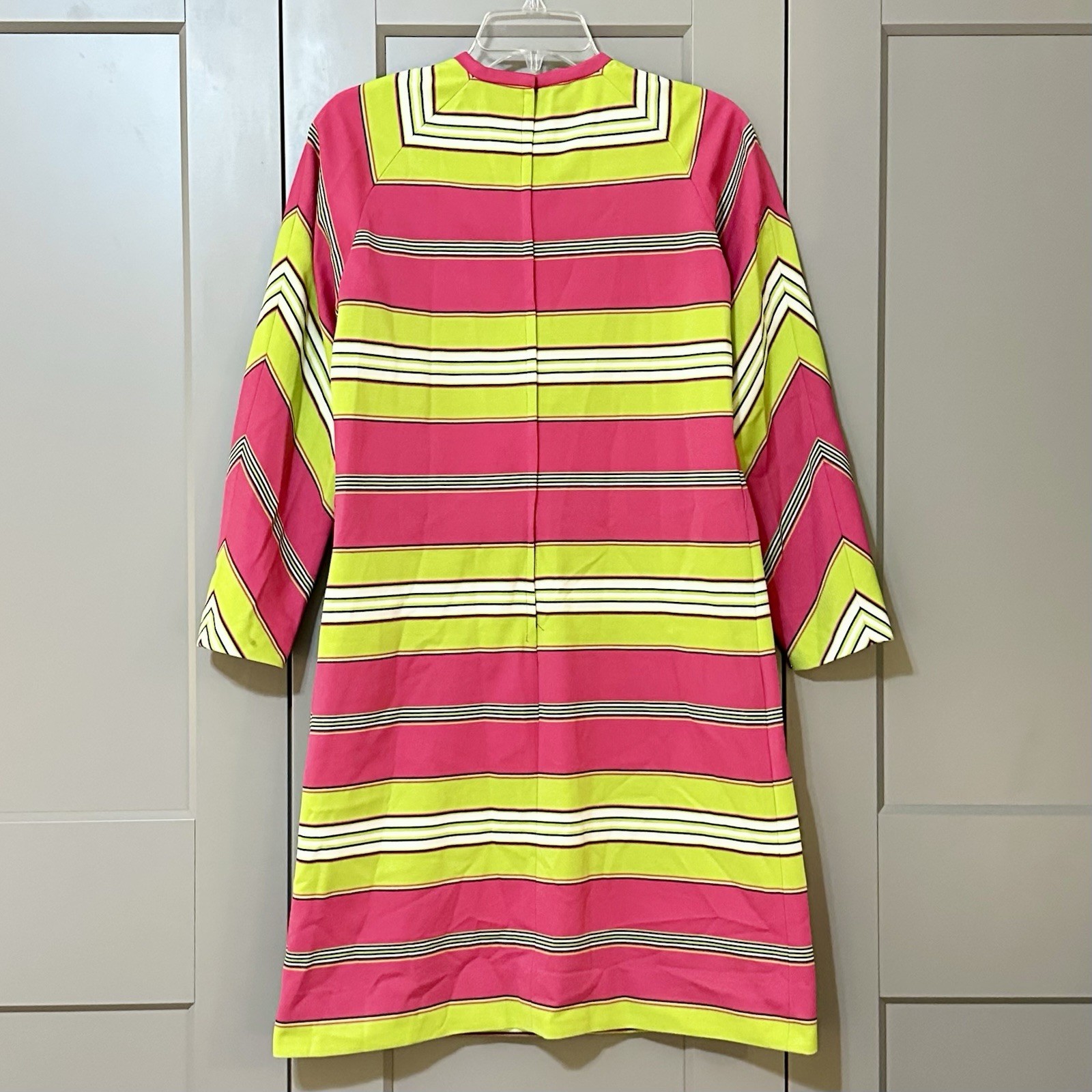 L’Aiglon Original Vintage 1960’s Long Sleeve Striped Shift Dress Mod Go-Go Sz L