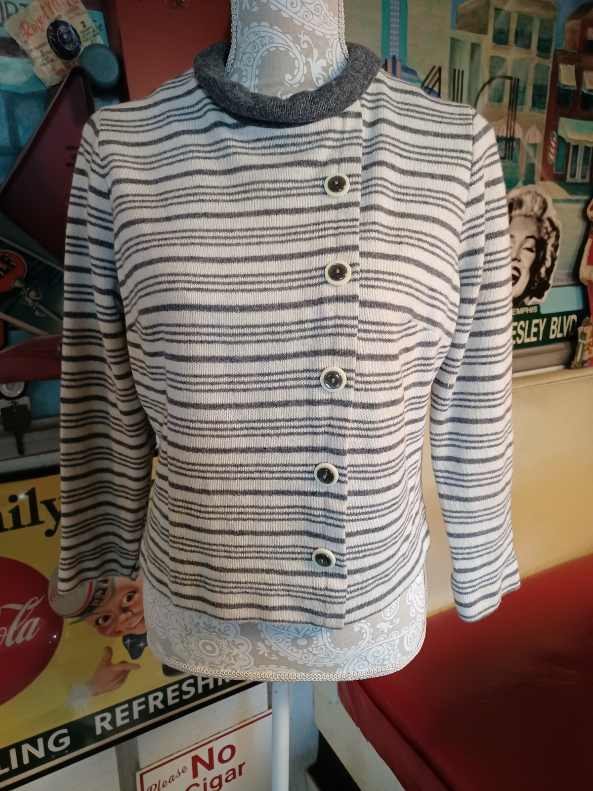 True Vintage Mid-century Modern 1960s Knit Sweater Top Mod Go-Go MCM