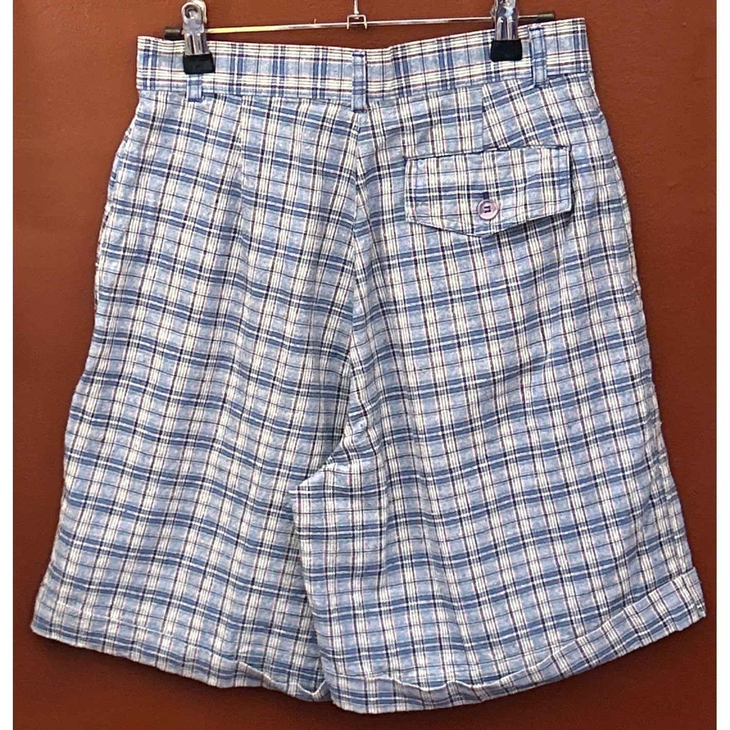 90s Tarazzia Plaid Shorts Grandmacore Coastal Preppy High Waisted Blue White