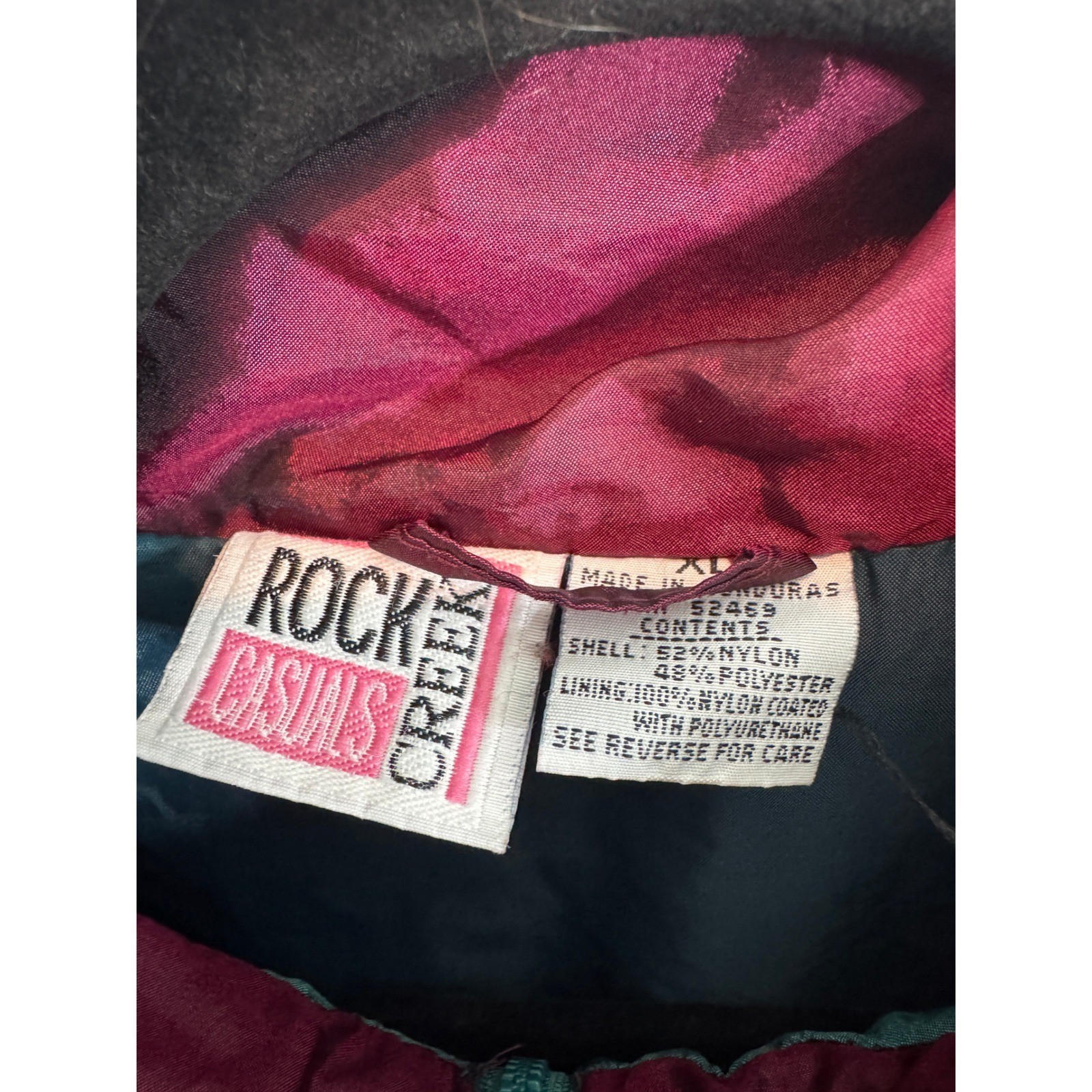 Vintage Rock Creek Casuals Windbreaker Jacket XL Teal Burgundy Colorblock 90s