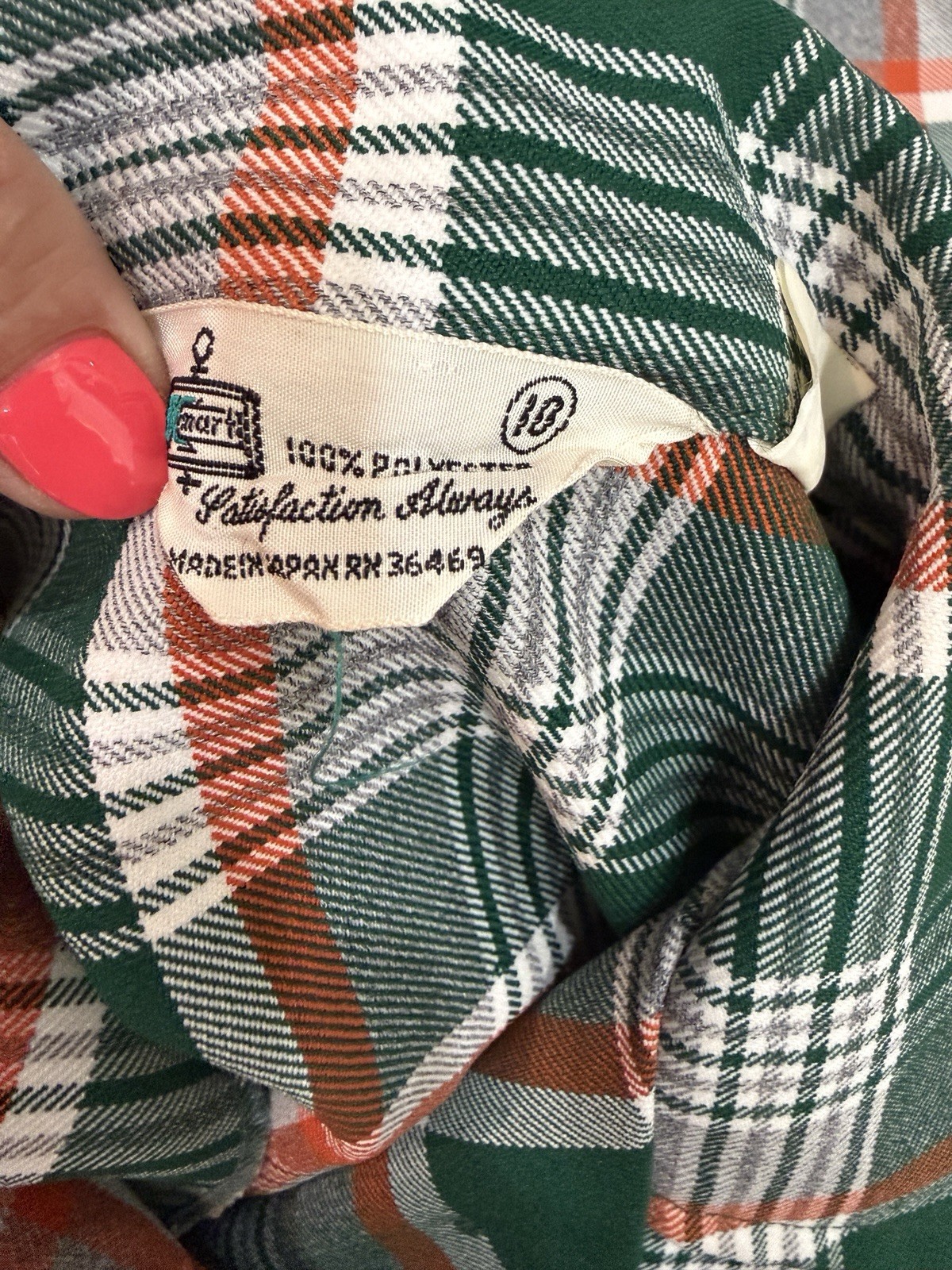 Vintage 70s Kmart Fashion Always Plaid Pantsuit Set Shirt Pants Womens 10/12