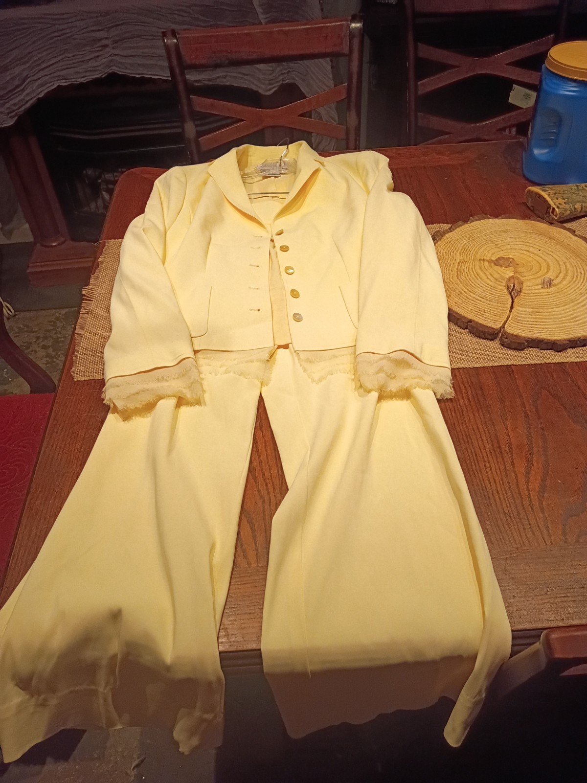vintage worth yellow 3 pc pant suit outfit