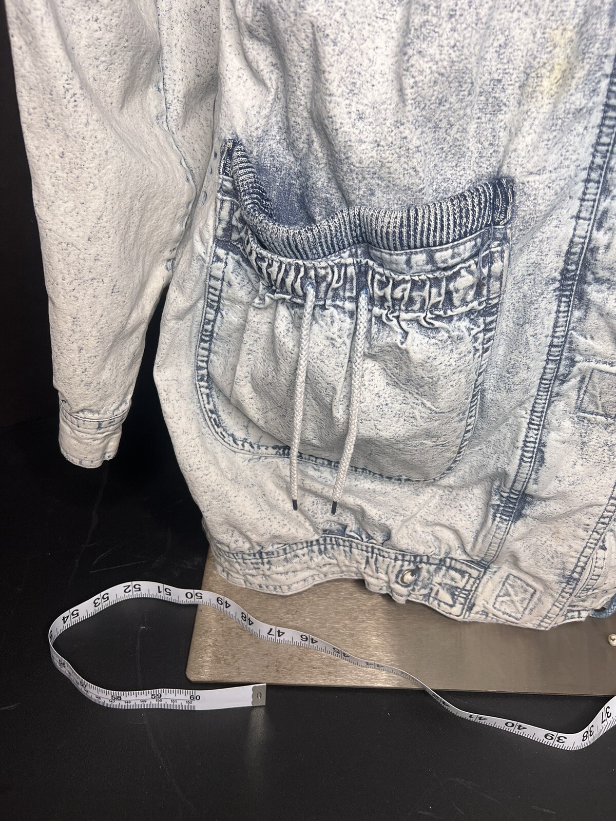 Vtg East West Coat Jacket Womens Lrg. Denim Stone Acid Wash 80’s Streetwear Y2K