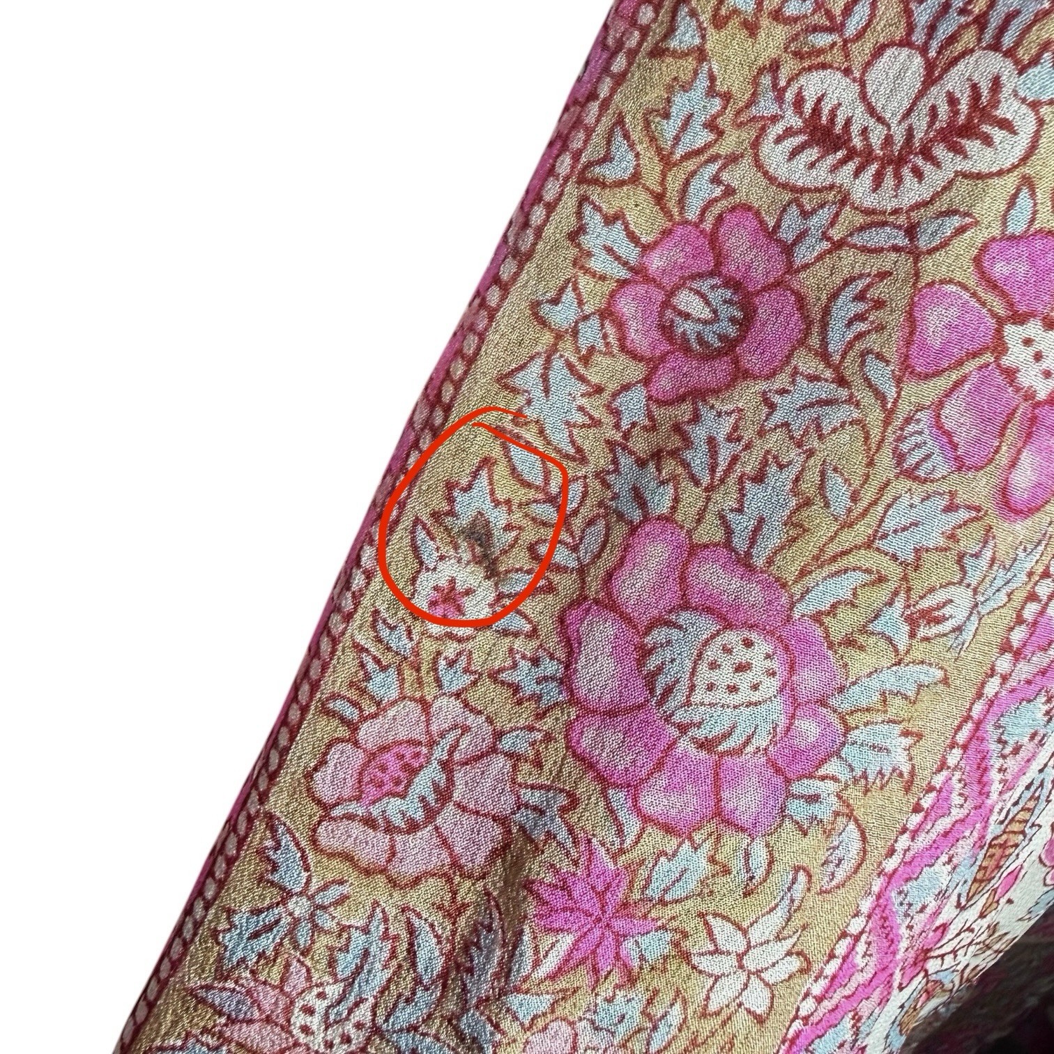 70s Vintage Ritu Kumar Judith Ann I Magnin Pink Silk Block Printed Boho Dress S