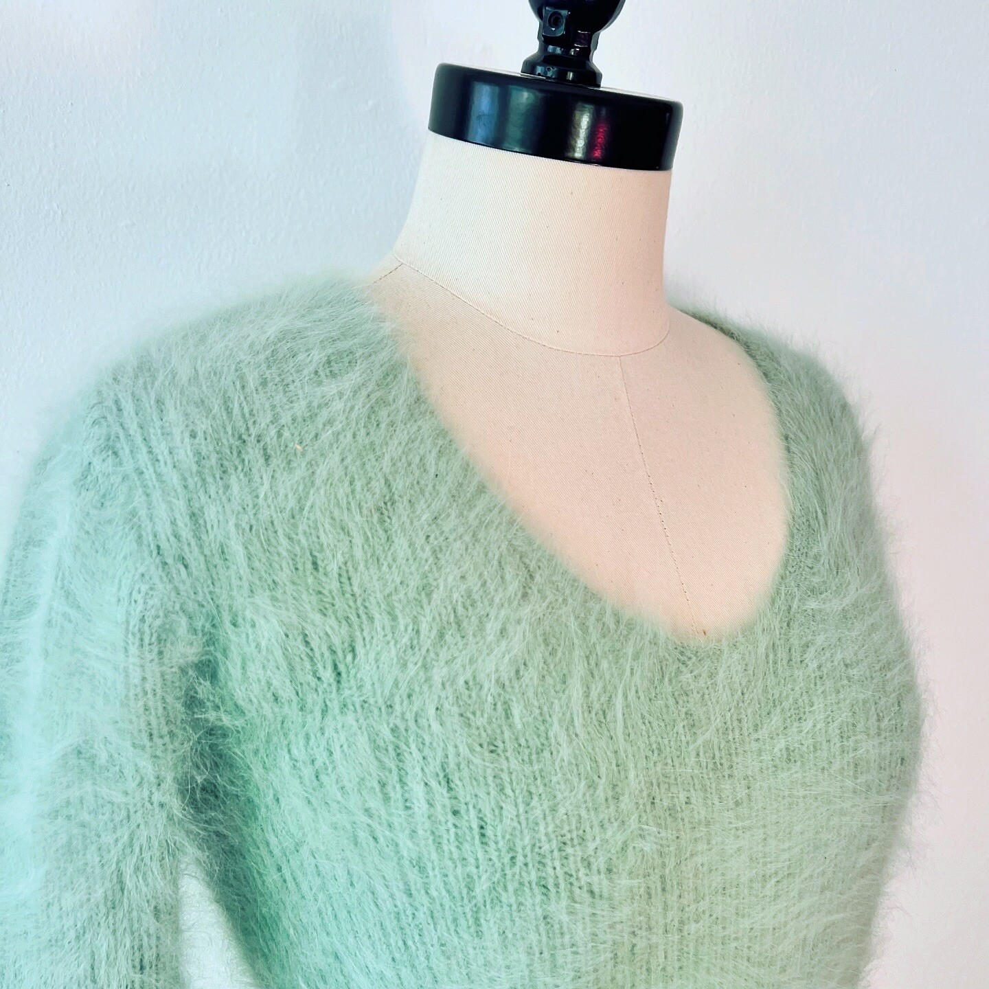 FLUFFY MINT GREEN 90s 1990’s Vintage Retro Grunge Fairycore Angora Sweater M