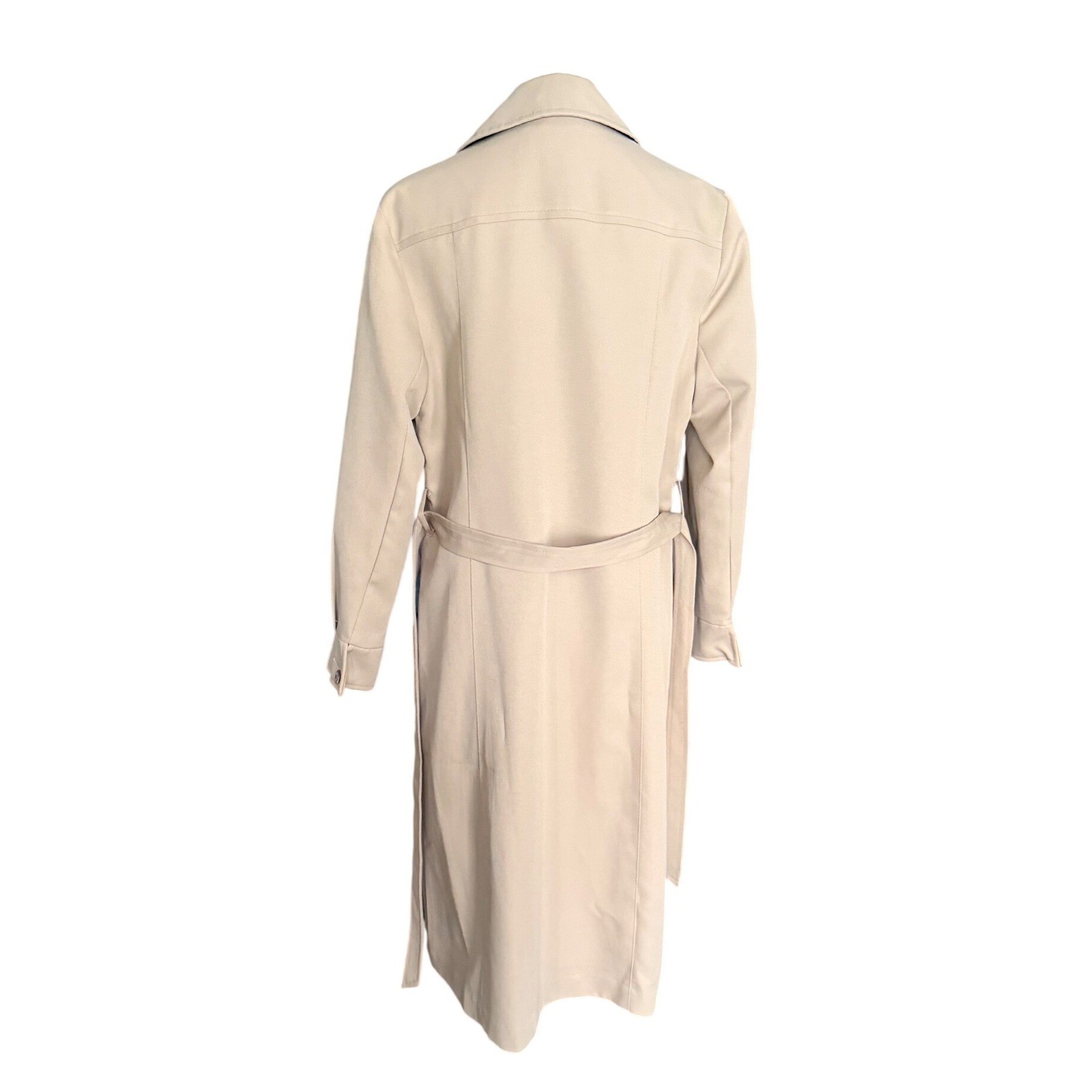 Vintage 70s Style Tan Beige Longline Belted Trench Coat Duster Jacket Womens