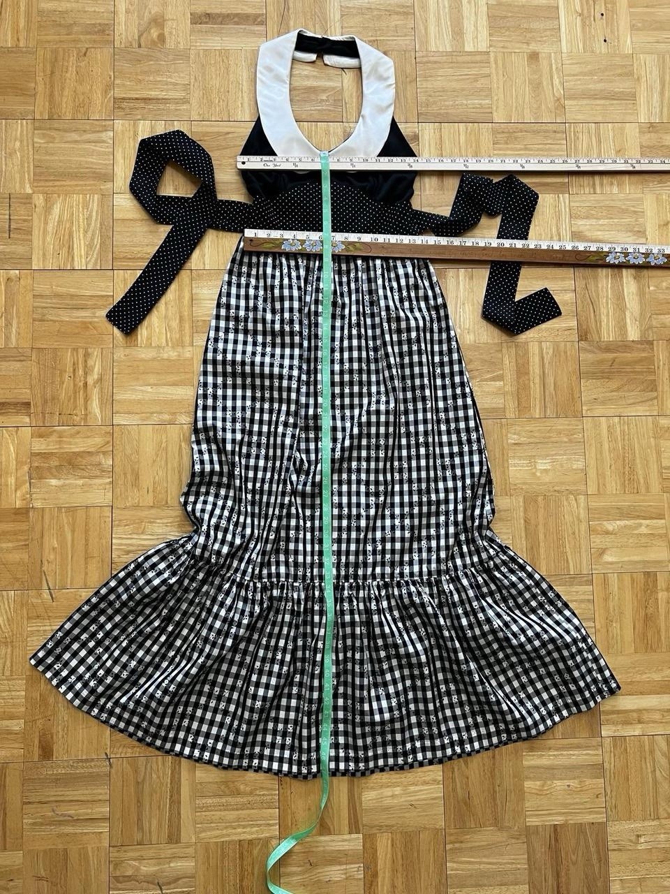 True Vintage 50s 60s Backless Halter Maxi Dress Retro Gingham Rockabilly Small