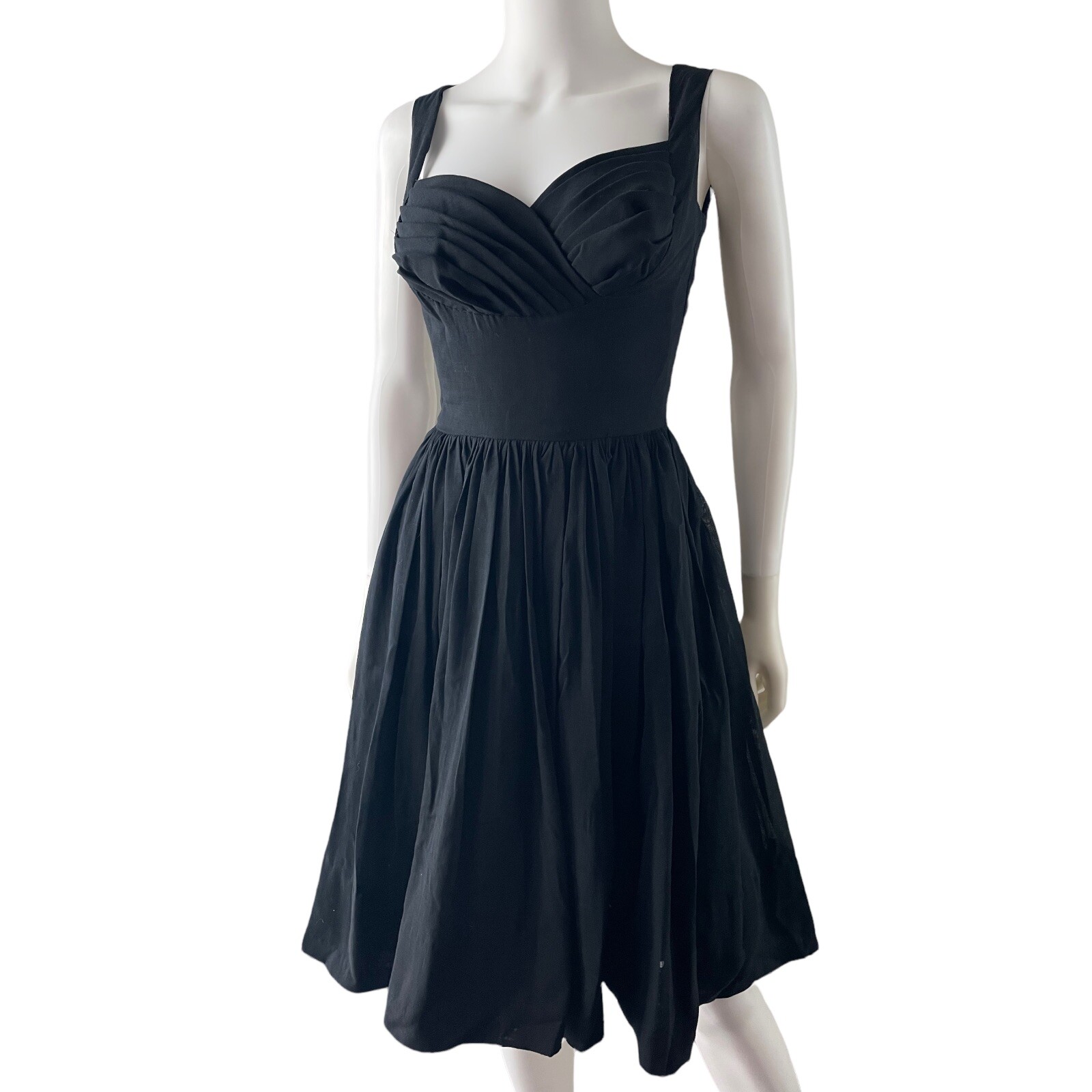 Vintage 50s Jay Herbert Little Black Dress Sz S/M, Rockabilly, Full Skirt
