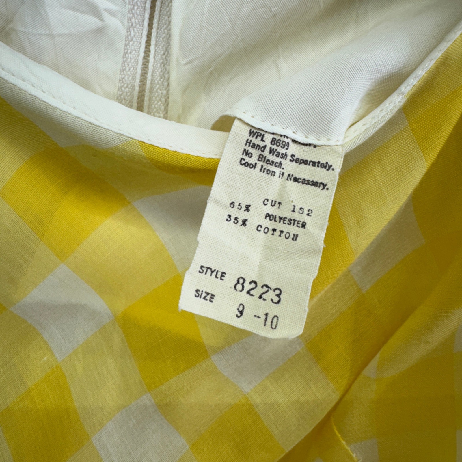 Vintage Gingham Maxi Dress Size 9-10 Yellow Plaid Sleeveless Cottagecore Retro
