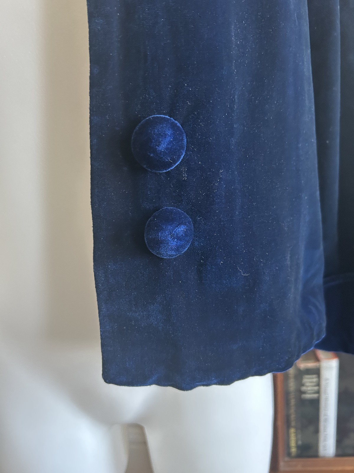 Antique 1920s 30s Vintage Sapphire Blue Velvet Silk Lined Jacket Art Deco XS
