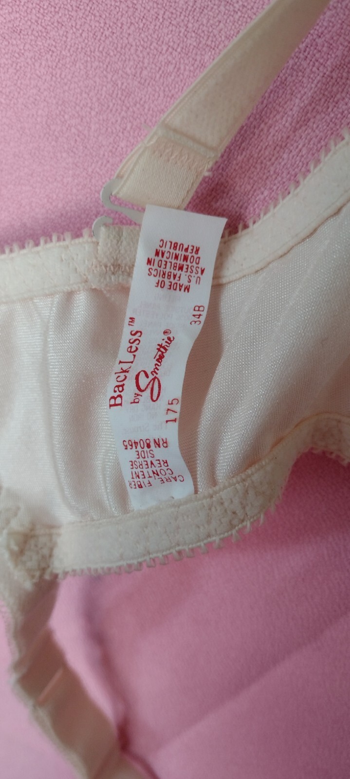80’s vtg BACKLESS by SMOOTHIE BLUSH UW multiway FOAM PADDED bra 34B