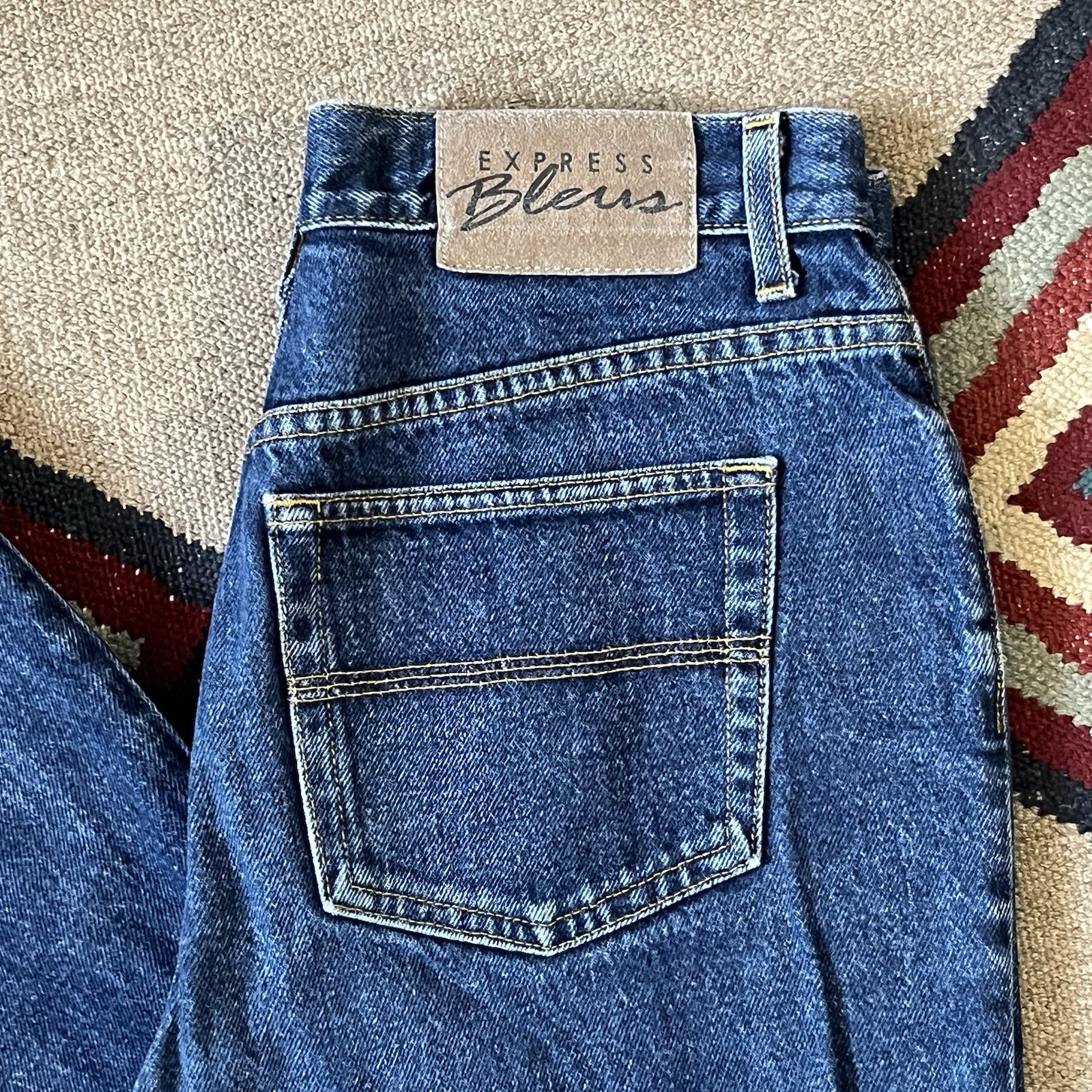 Vintage 90s Express Boot Cut Flare Bell Jeans Women’s 9/10 R USA Made Blue Denim