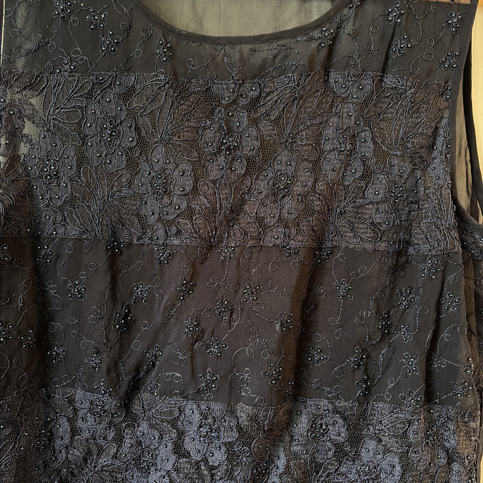 Vtg Compagnie Internationale Express Blouse Sheer Beaded Whimsigoth Sz M