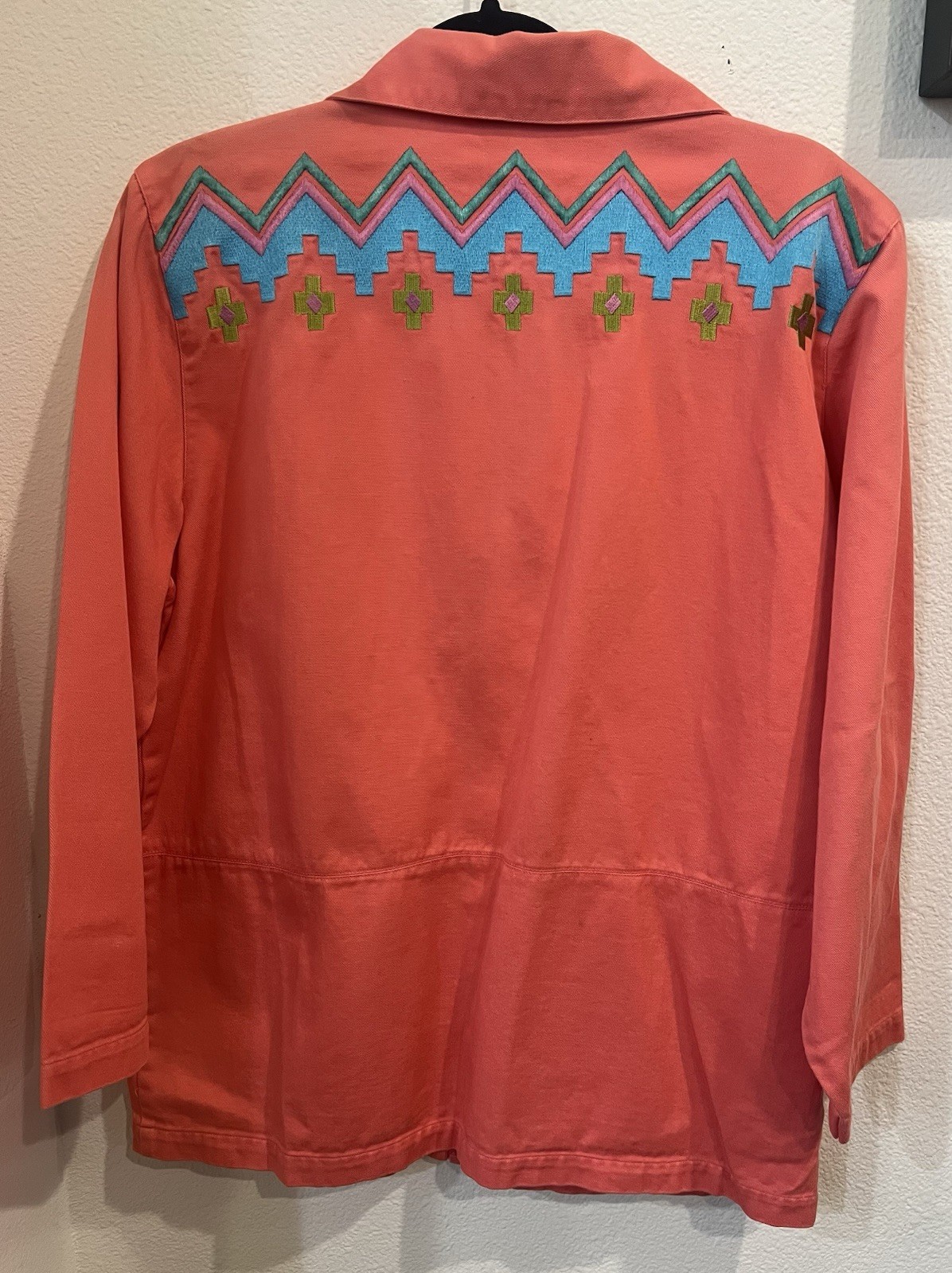 I.B Diffusion Vintage 1992 Women’s Coral Pink Jacket Blazer Size 10P Embroidered