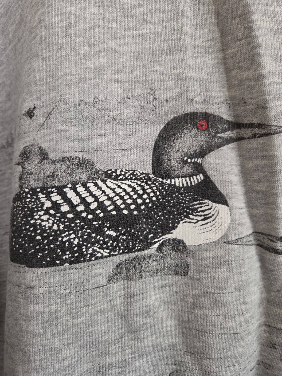 Vintage Loons Sweatshirt Gray Red Cuffs Collar Inlet Bay Made In USA XL Womens