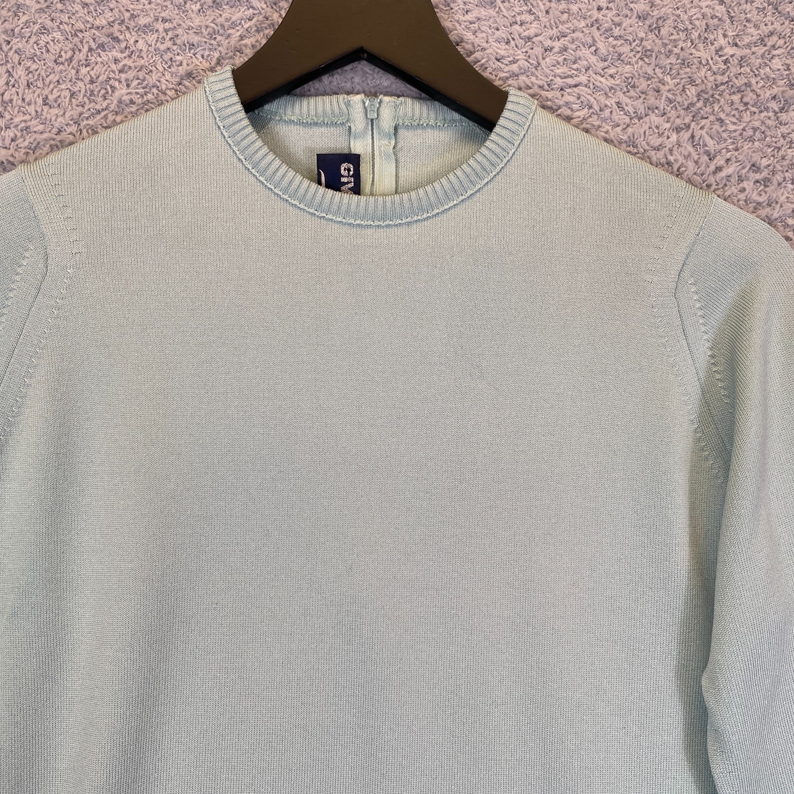 Vintage 1970s Givenchy Sport Designer Aqua Striped Sweater Top Size 36 Talon Zip
