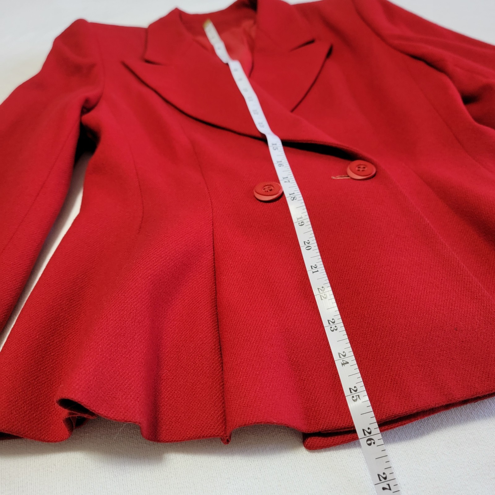 Vintage Red Double-Breasted Blazer Collared Flared Hem Women’s Size 8/S