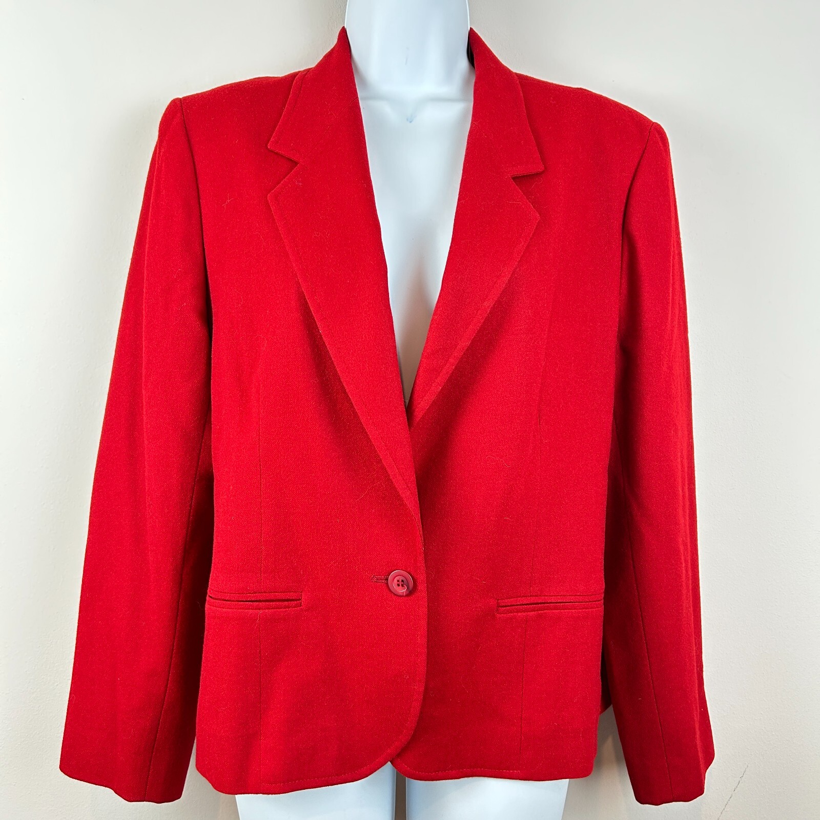 Pendleton True Red One Button Classic Wool Blazer Size Medium USA Made