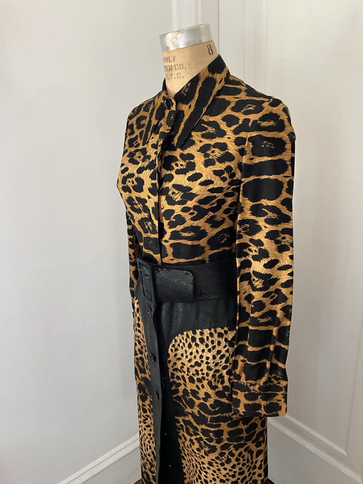 Vintage 1960’s Lanvin Leopard Print Silk Dress with Wide Belt