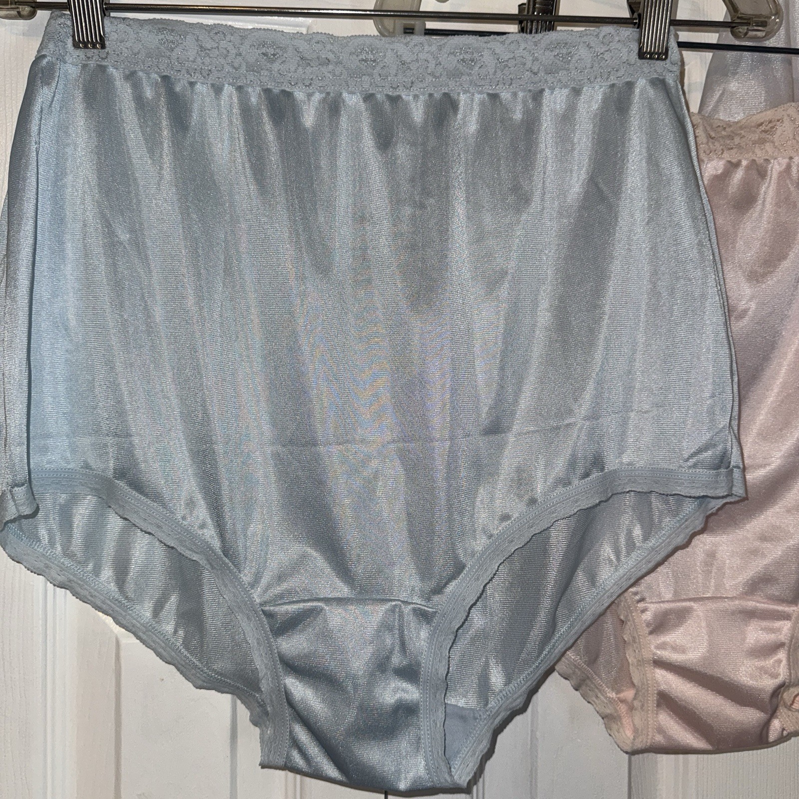 Vintage LOT of 3 Panties National Sheer Blue Pink White Granny Brief Nylon Sz 7
