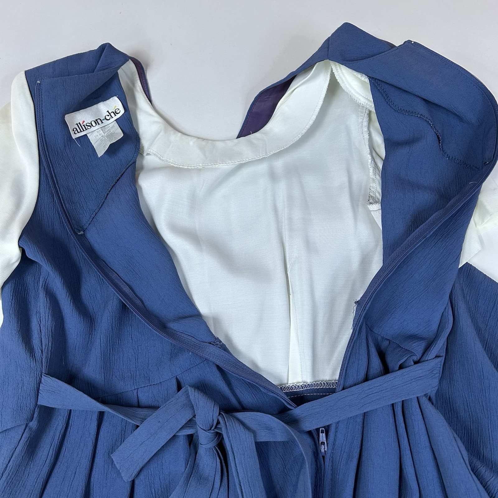 Vintage Allison Che Women’s Dress Size 8P Prairie Cottage Granny Blue Vest #1418