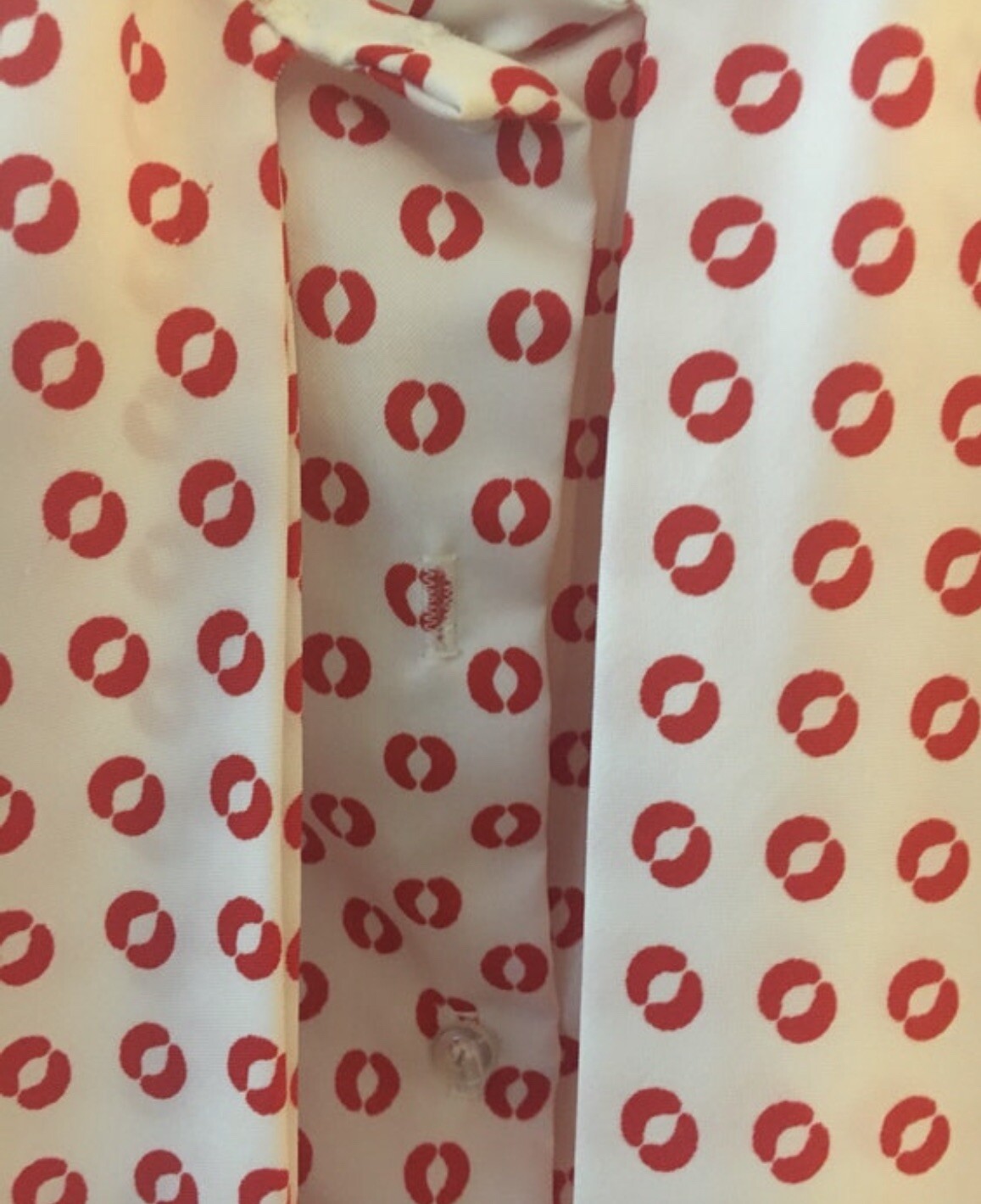 Vintage Lucky Winner Blouse Top Attached Skinny Tie Scarf White Red Design M