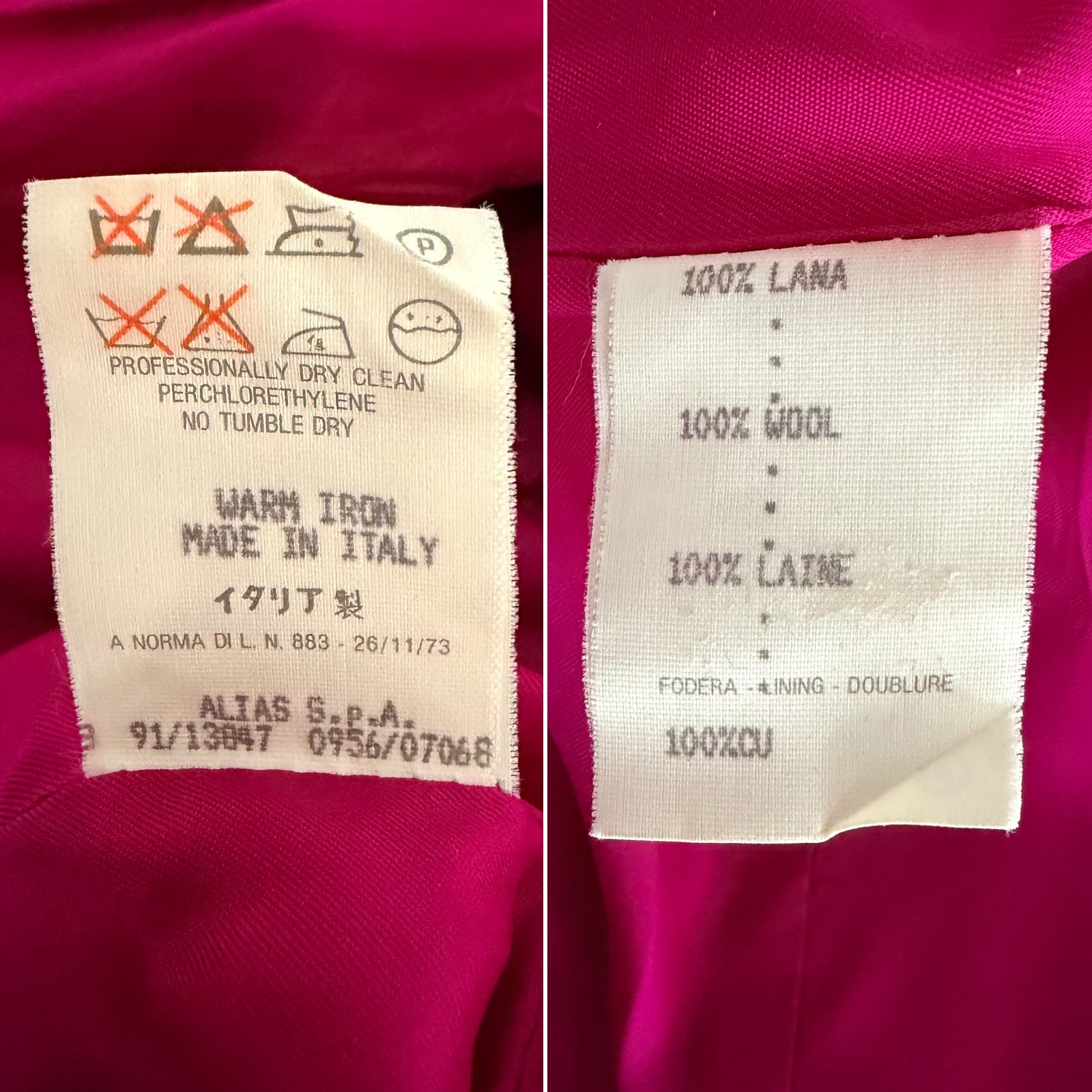 GIANNI VERSACE fuchsia wool blazer size 42 from F/W 1991/92