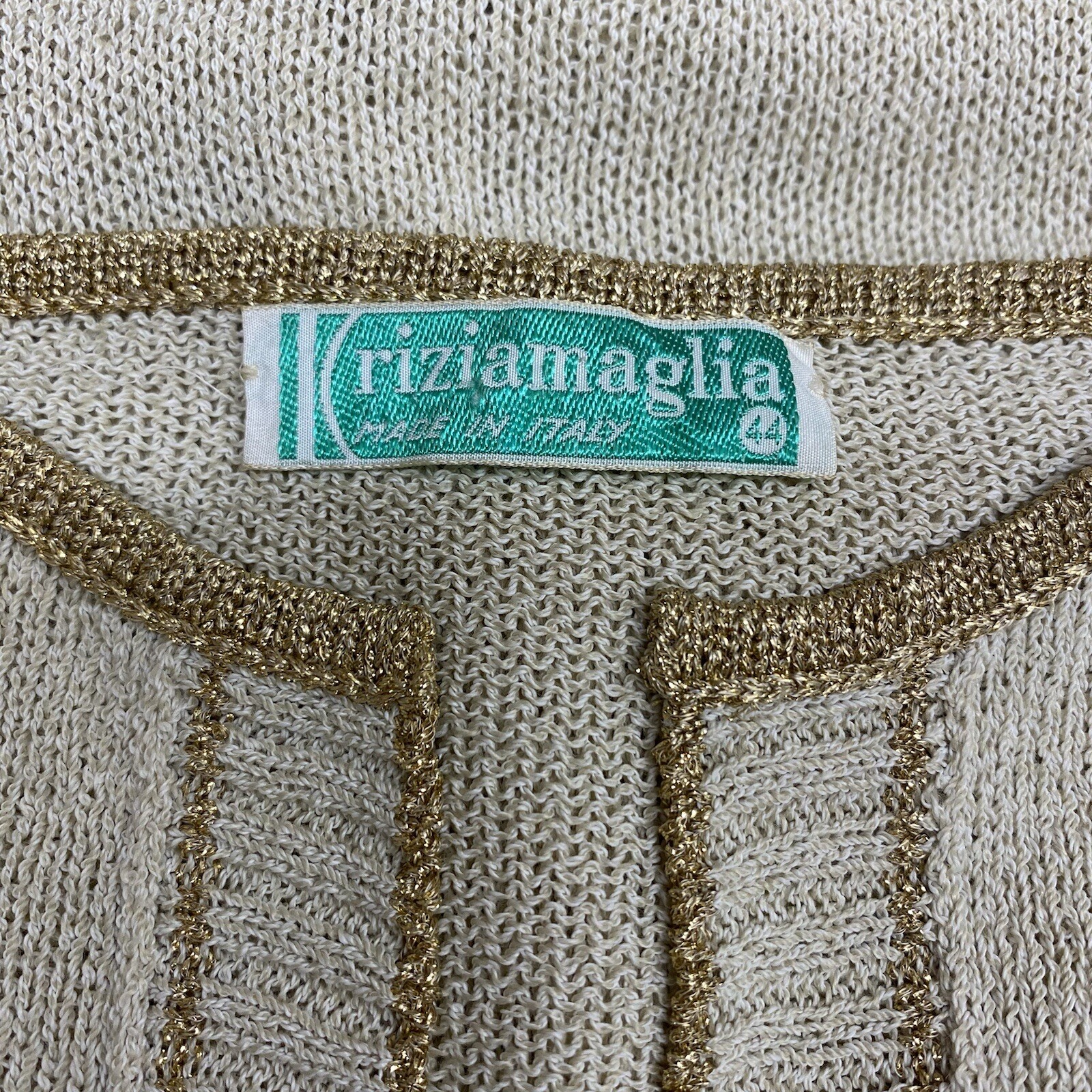 Vintage Krizia Maglia Knit Tunic Sweater Top Says „ORO” Means Gold 44 Small S