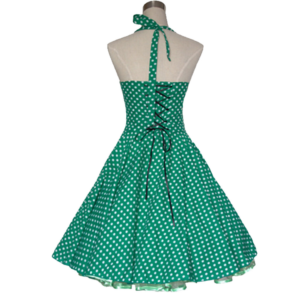 Womens 50s 60s 70s Vintage Retro Rockbilly Swing Dress Pinup Party Polka Dot