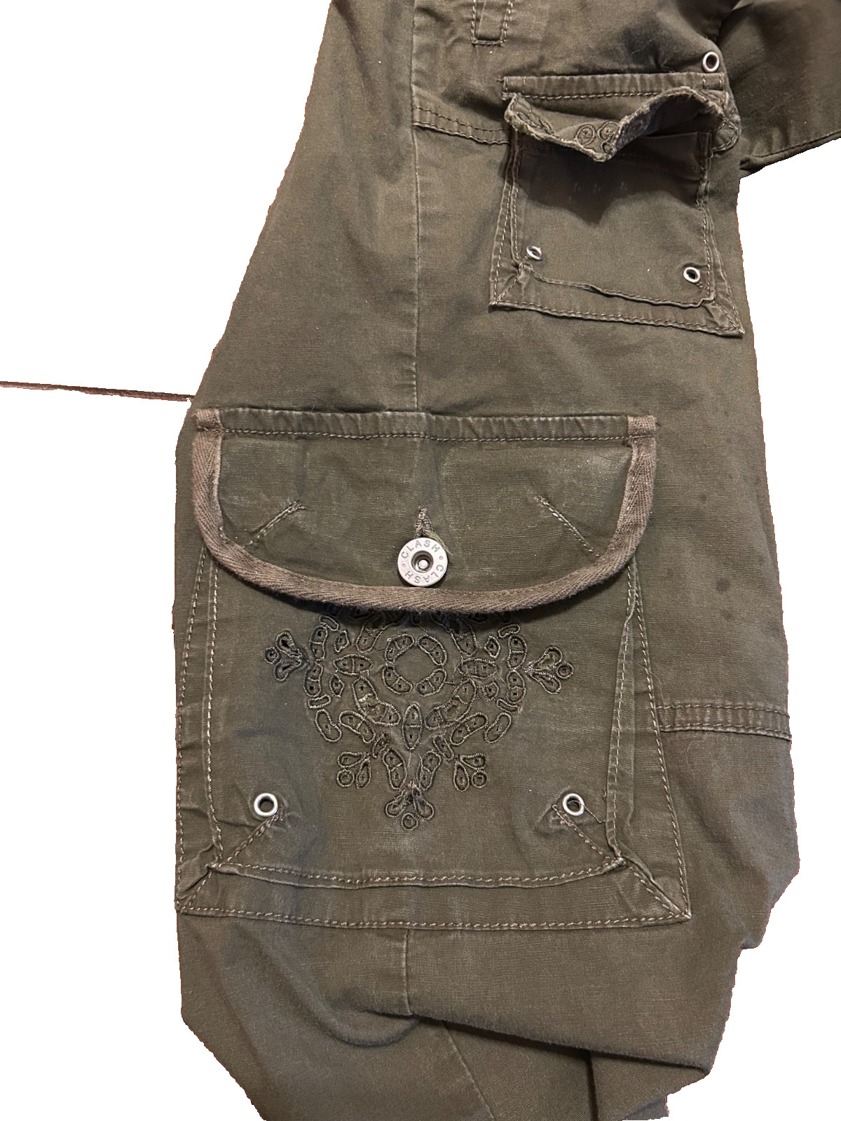 Y2K Women’s Vintage Clash Grunge Cargo Pants Size 0 Low Rise DRAWSTRING Legs
