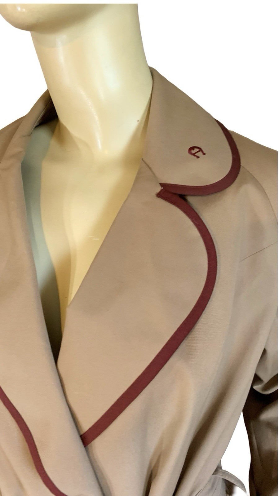 ETIENNE AIGNER VINTAGE 1970’S BROWN & BURGUNDY TRENCH COAT SZ 10