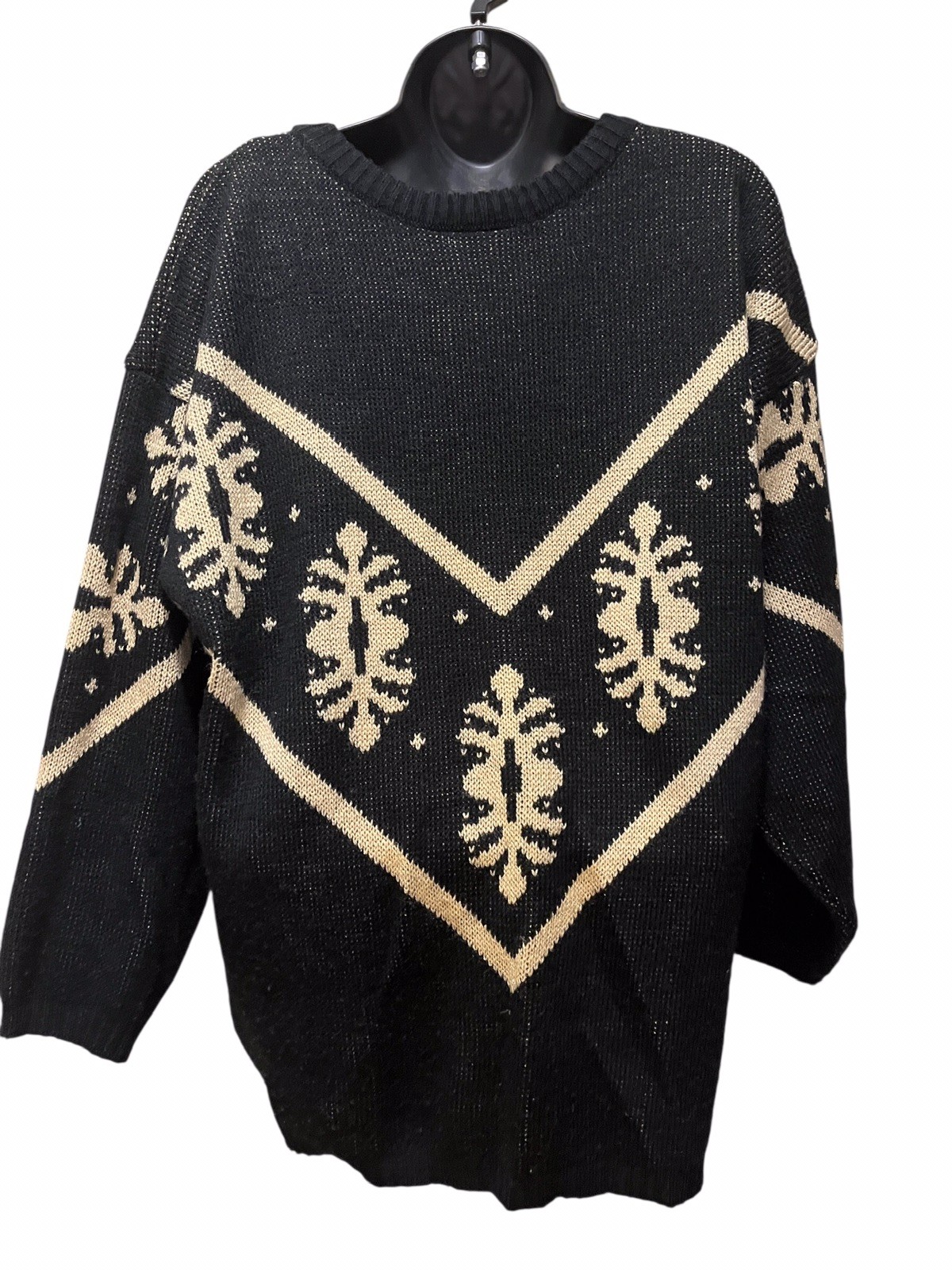 Vtg 80s/90s SULTRA Black & Gold Y2K Grandma Core Sweater L Metallic Threads