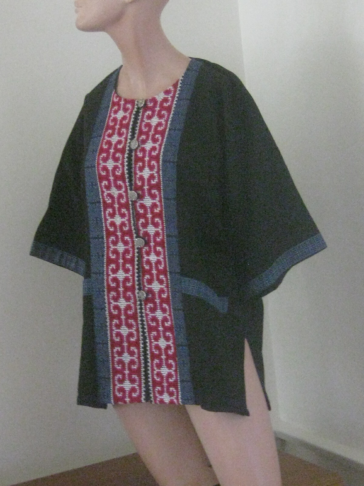 HMONG Hill Tribe WOVEN Embroidered Jacket Boho hippie ethnic Asia XL Fine