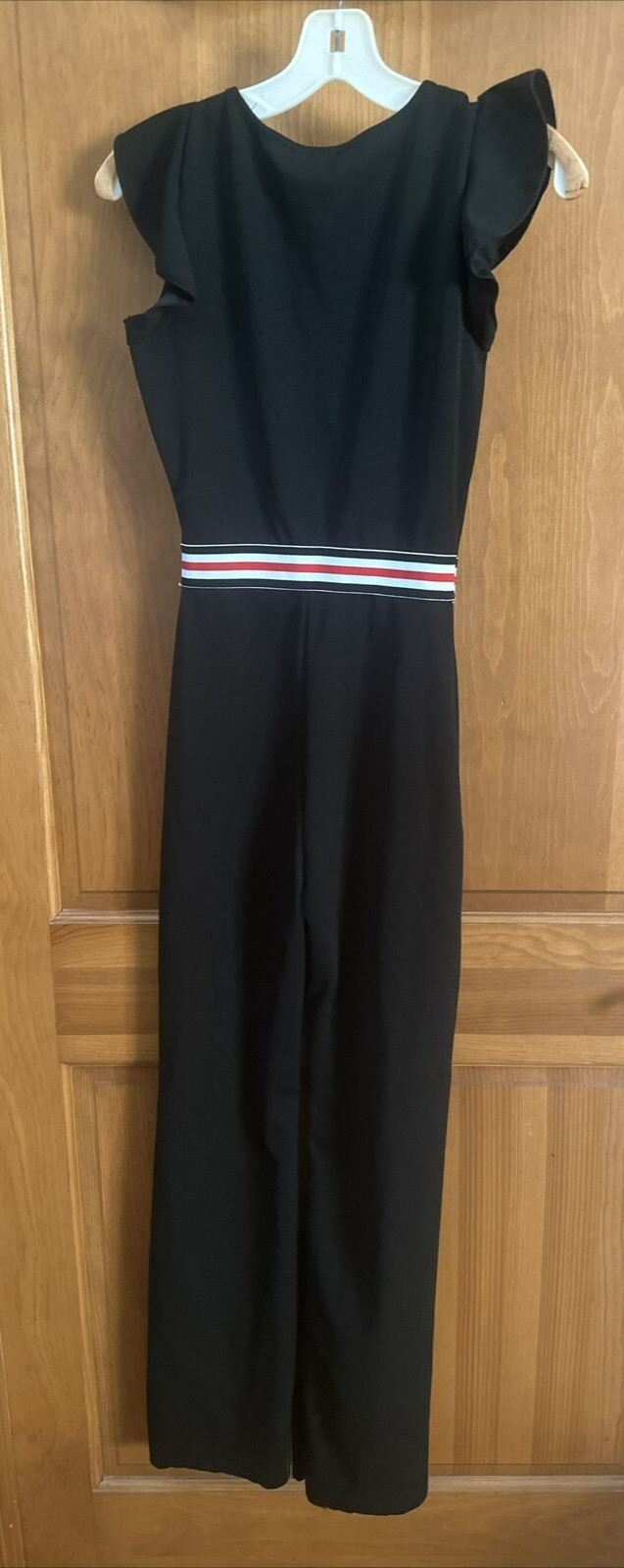 Vtg 70s Campus Casual Black Jumpsuit Romper Wide Leg Bell Bottom SZ S
