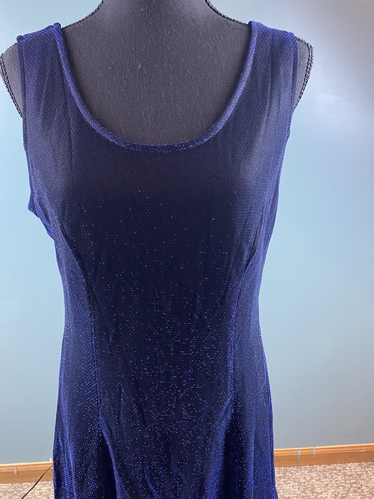 Vintage 1990’s Electric Blue Lurex Dress Women’s Size 10 Made In USA