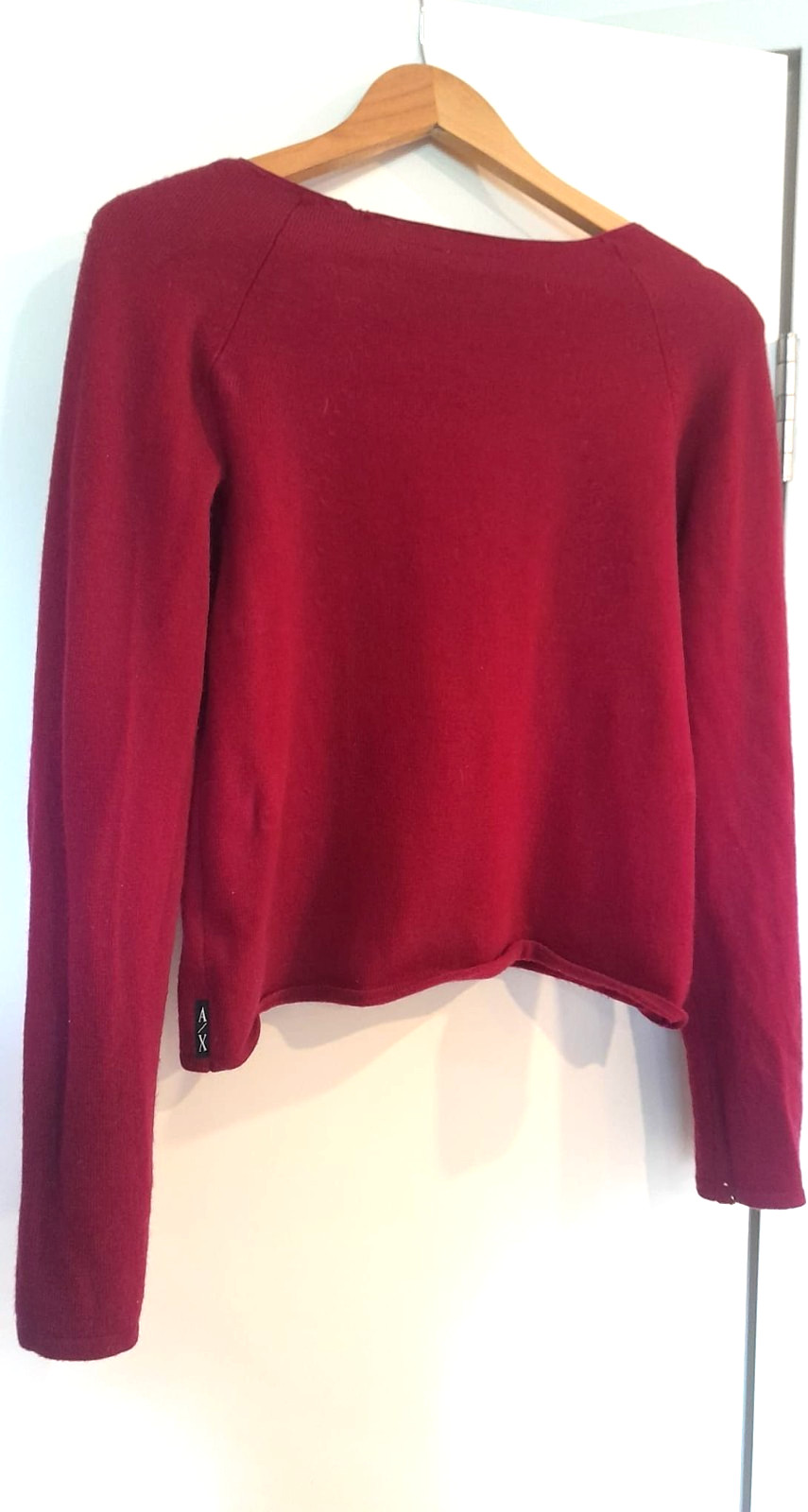 Armani Exchange Women’s Red Stretch Blouse – Wool Spandex Blend – Medium Size