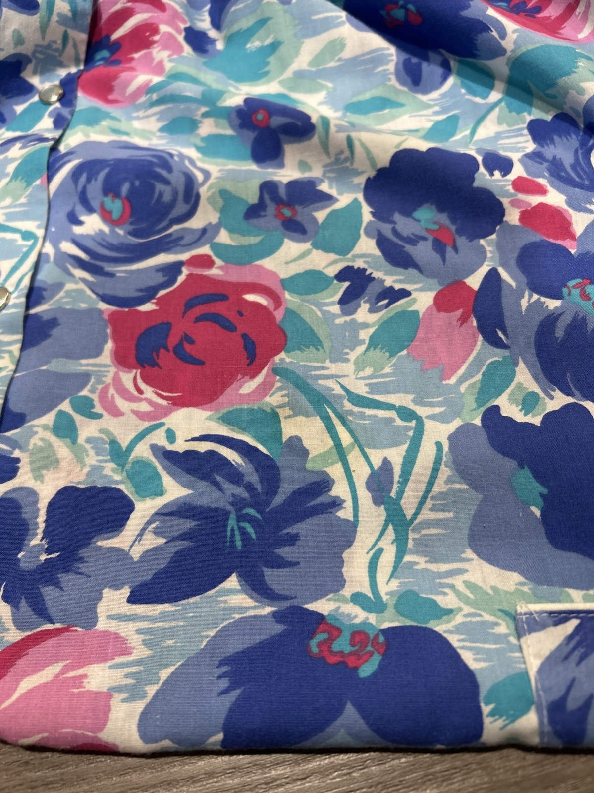 VTG 80s Kelly Reed Floral Golden Girls Short Sleeve Snap Front House Dress, Med.