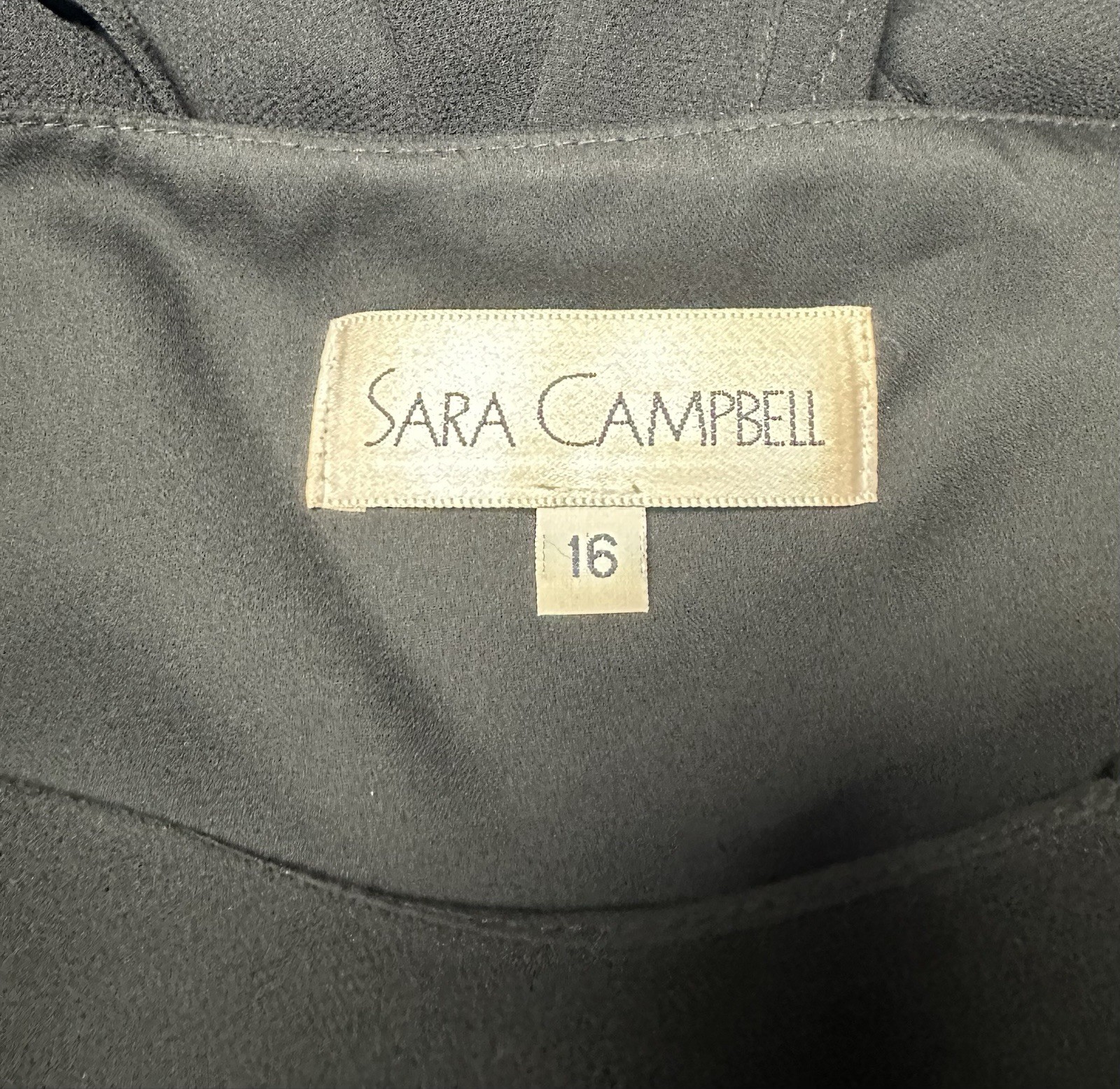Sara Campbell Dress 16 Pleated Sleeveless Belted Black Cocktail Vintage