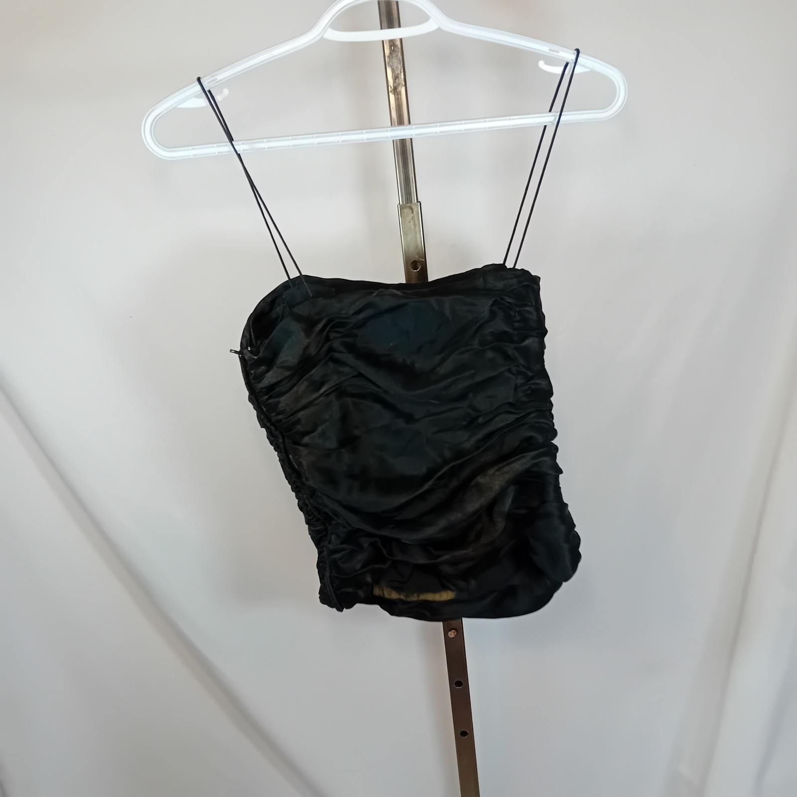 90s Vintage Y2K Lipton’s Ruched Silk Cami Top Cocktail Goth Club Festival 8 READ