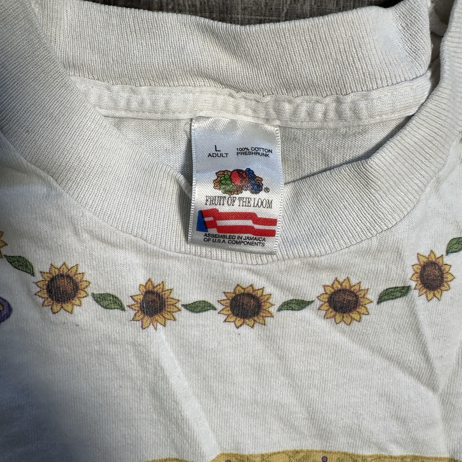 Vintage Fruit of the Loom Faith Gardening Sunflower T Shirt Women’s Size Large